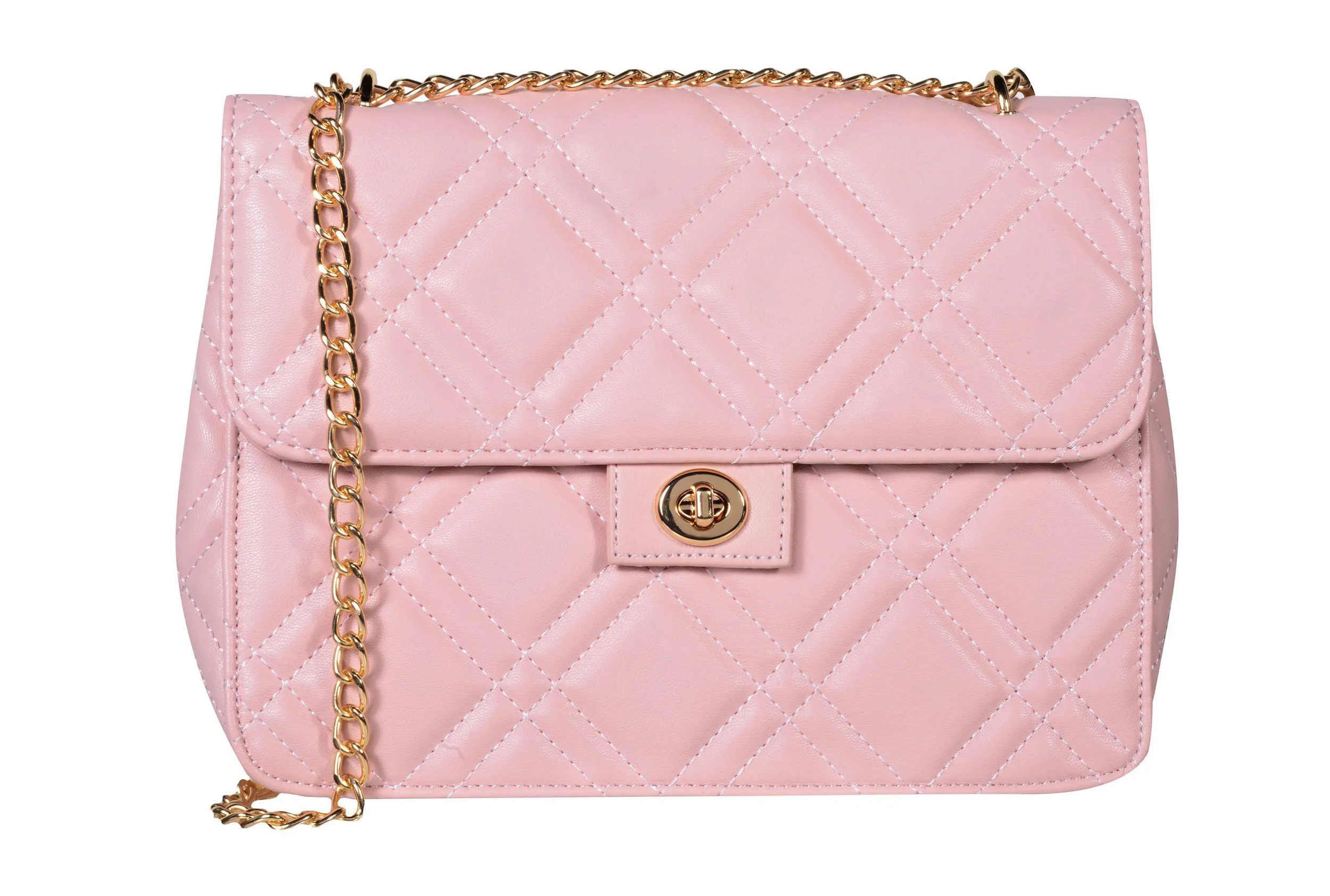 NEW LOOK Pale Pink Quilted Chain Strap Cross Body Bag €22.99
