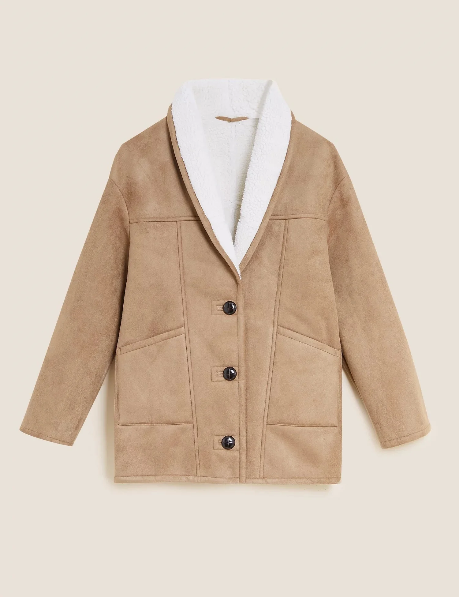 PER UNA Suedette Borg Overcoat €120