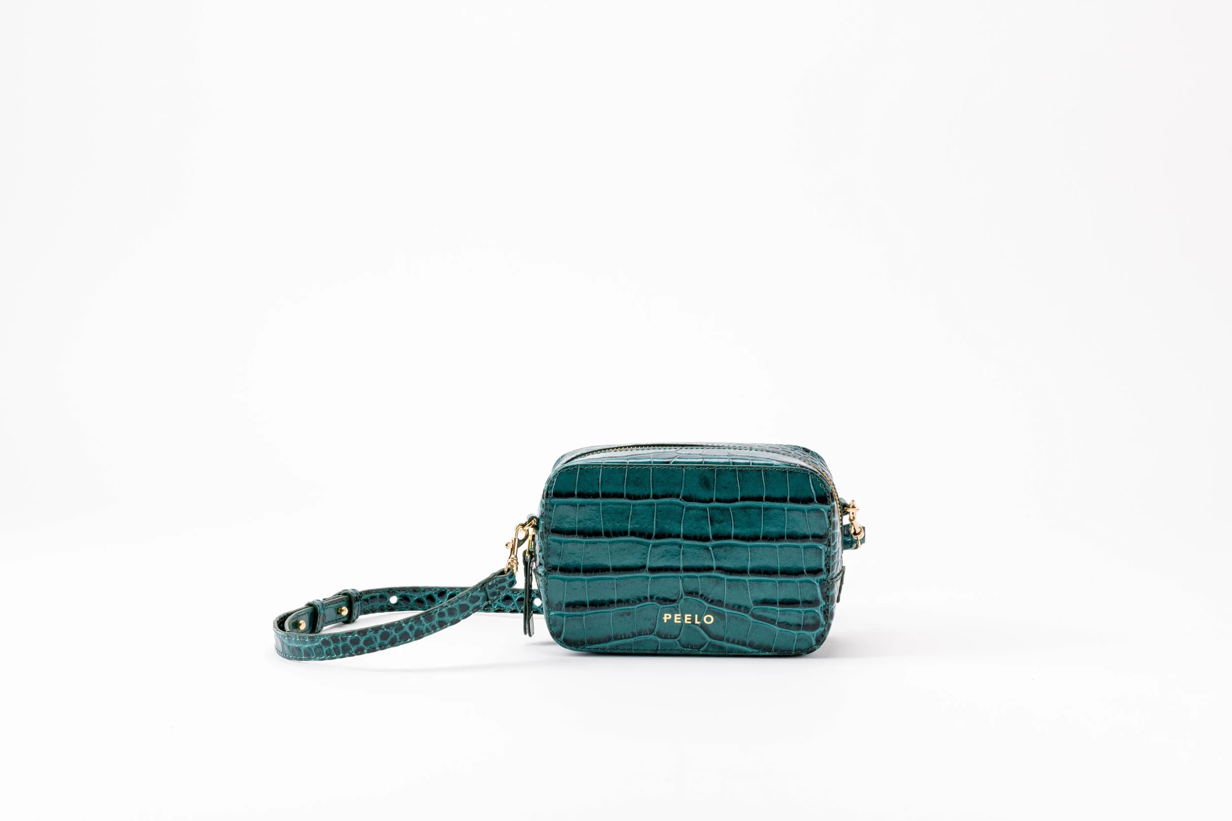 5&gt;Peelo Saffiano Crossbody Green Croc €225