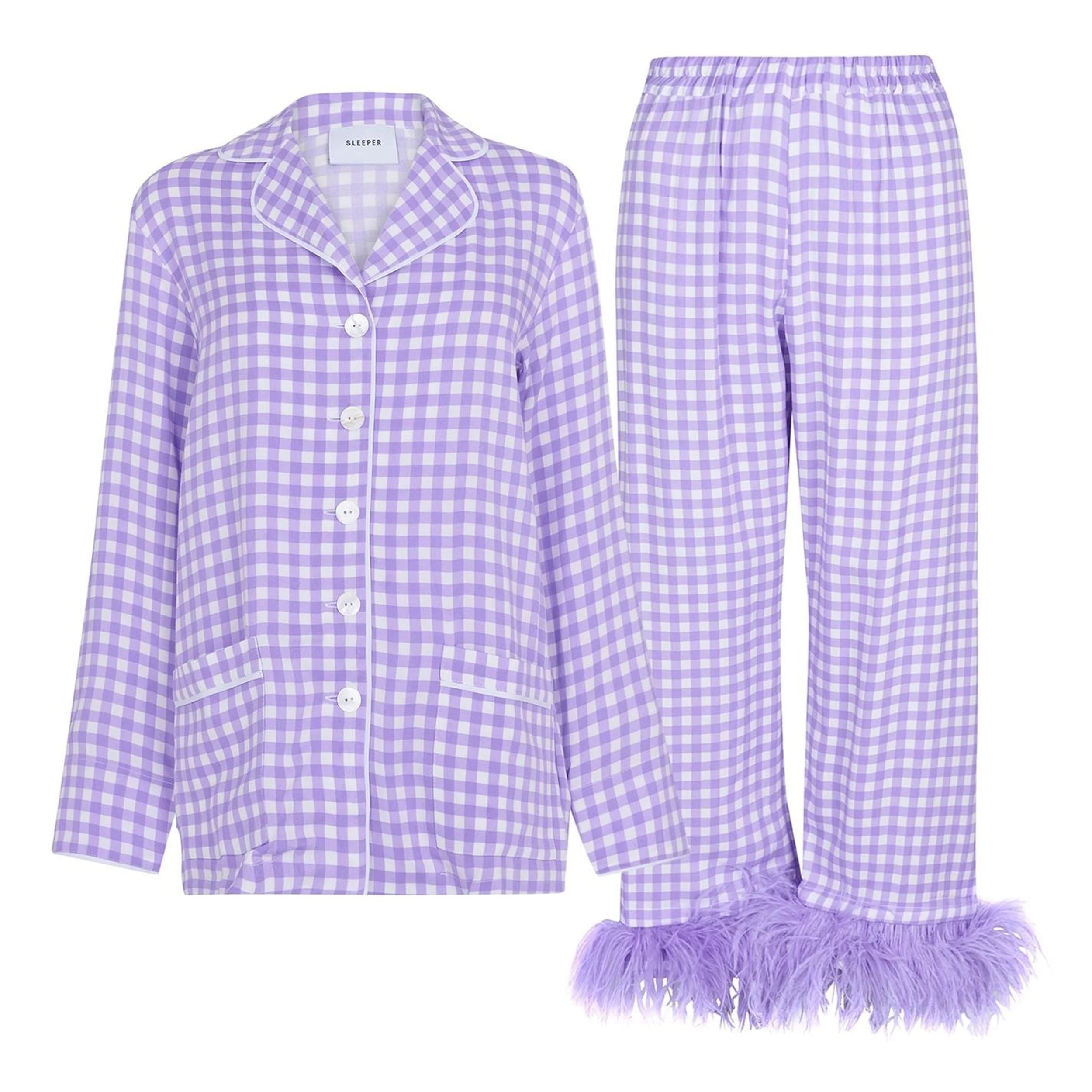 8 Sleeper G-ingham Lavender Feather-Trimmed Party Pajama Set €303.95