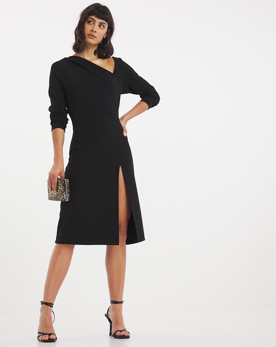 Oxendales Black Asymmetric Bodycon Dress €57.50,