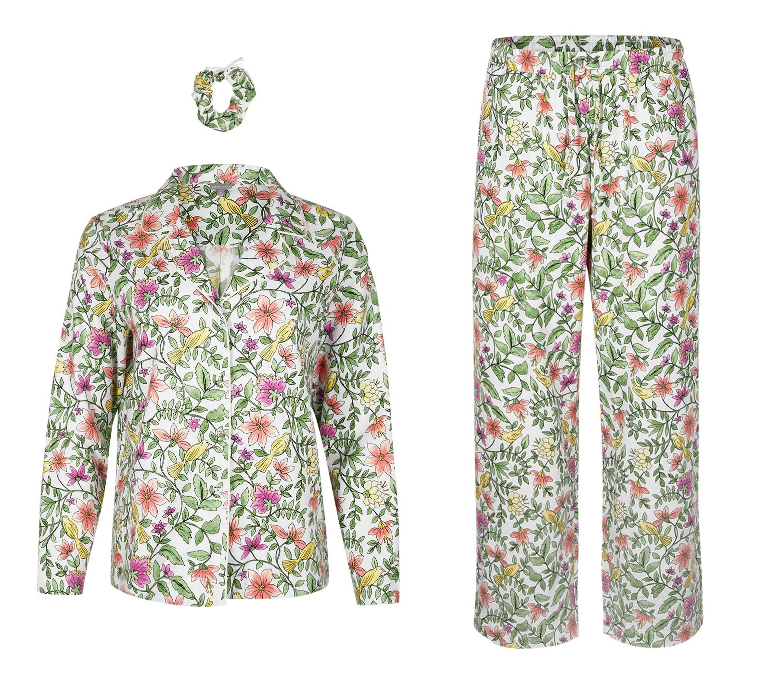 OLIVER BONAS Secret Garden Floral Print Shirt, Trousers &amp; Scrunchie Pyjama Set €78