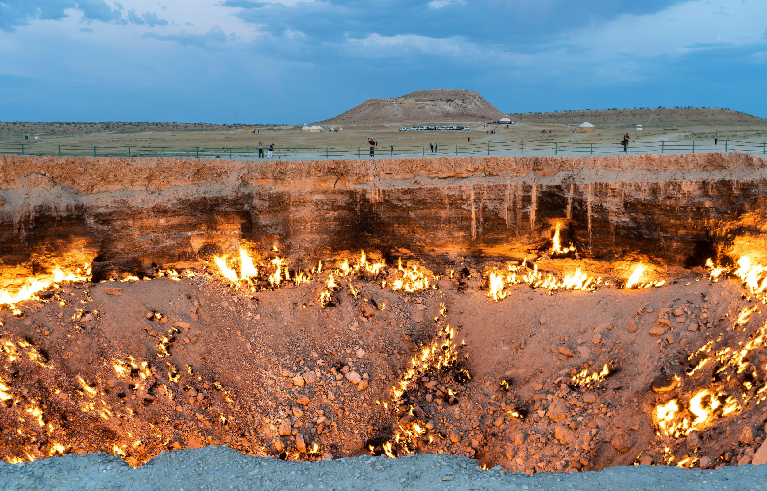 the Darwaza gas crater in the Karakum Desert in Turkmenistan