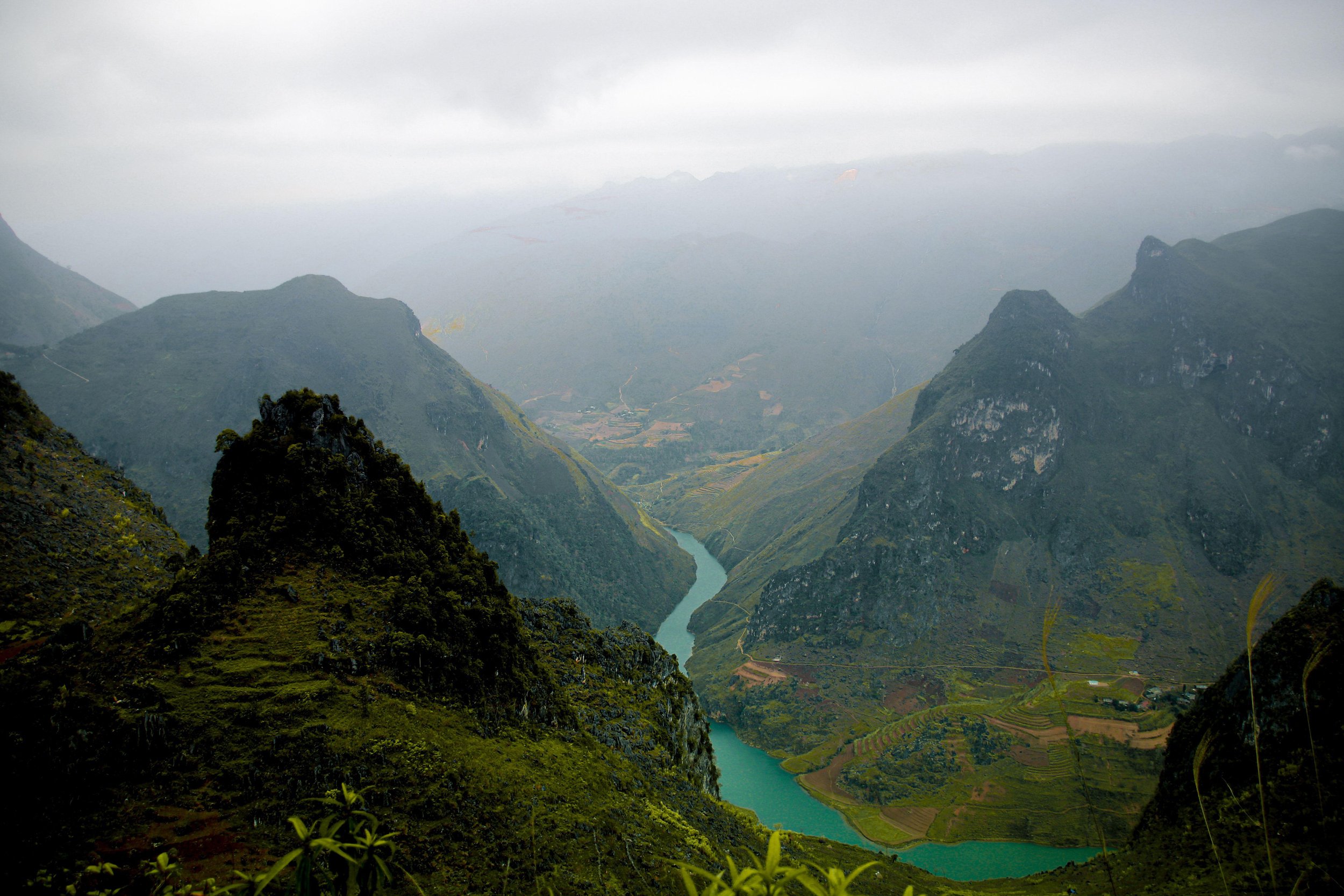 a karst mountain range as seen from the Ha Giang Loop route