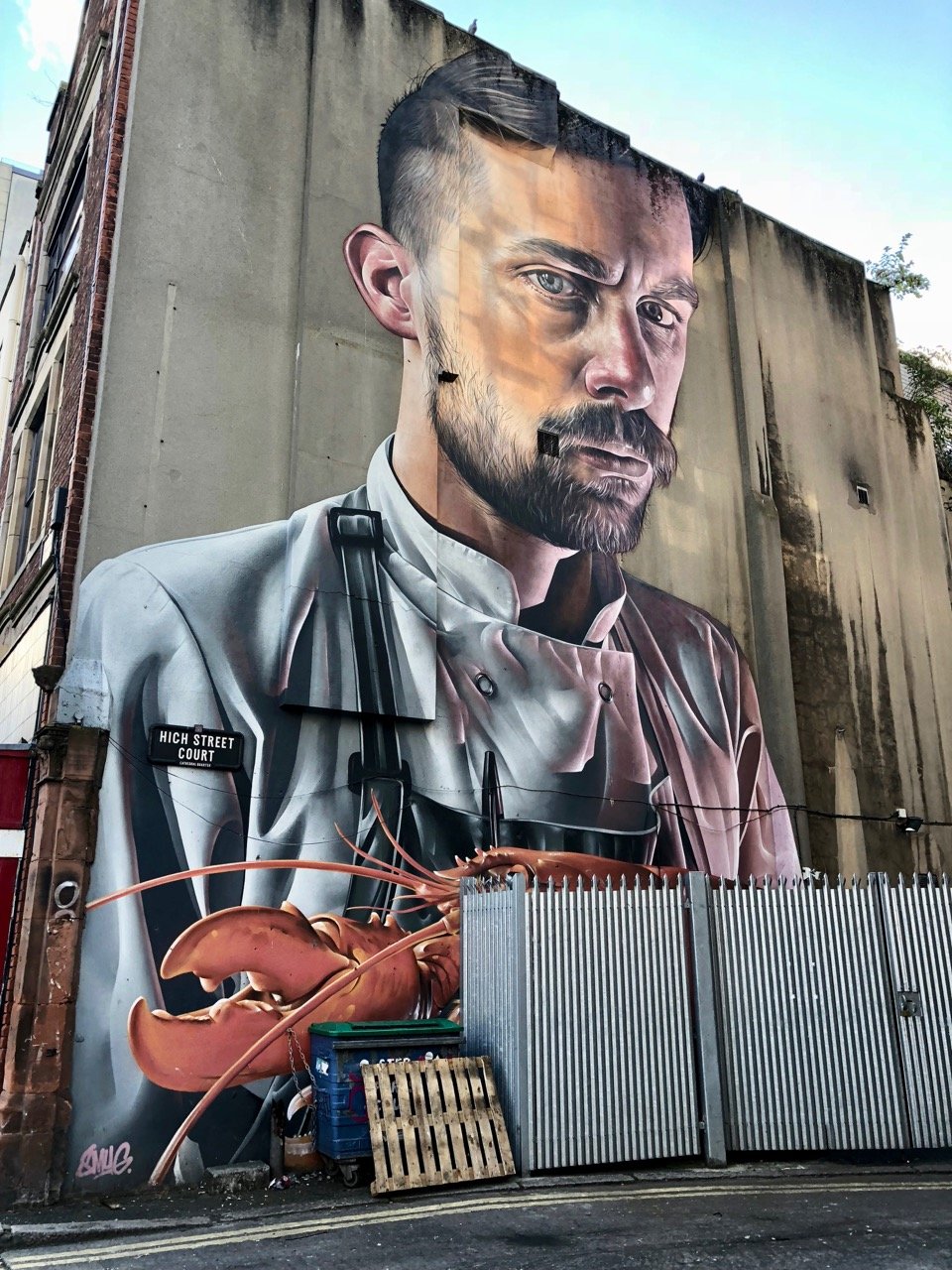 Chef with lobster street art,