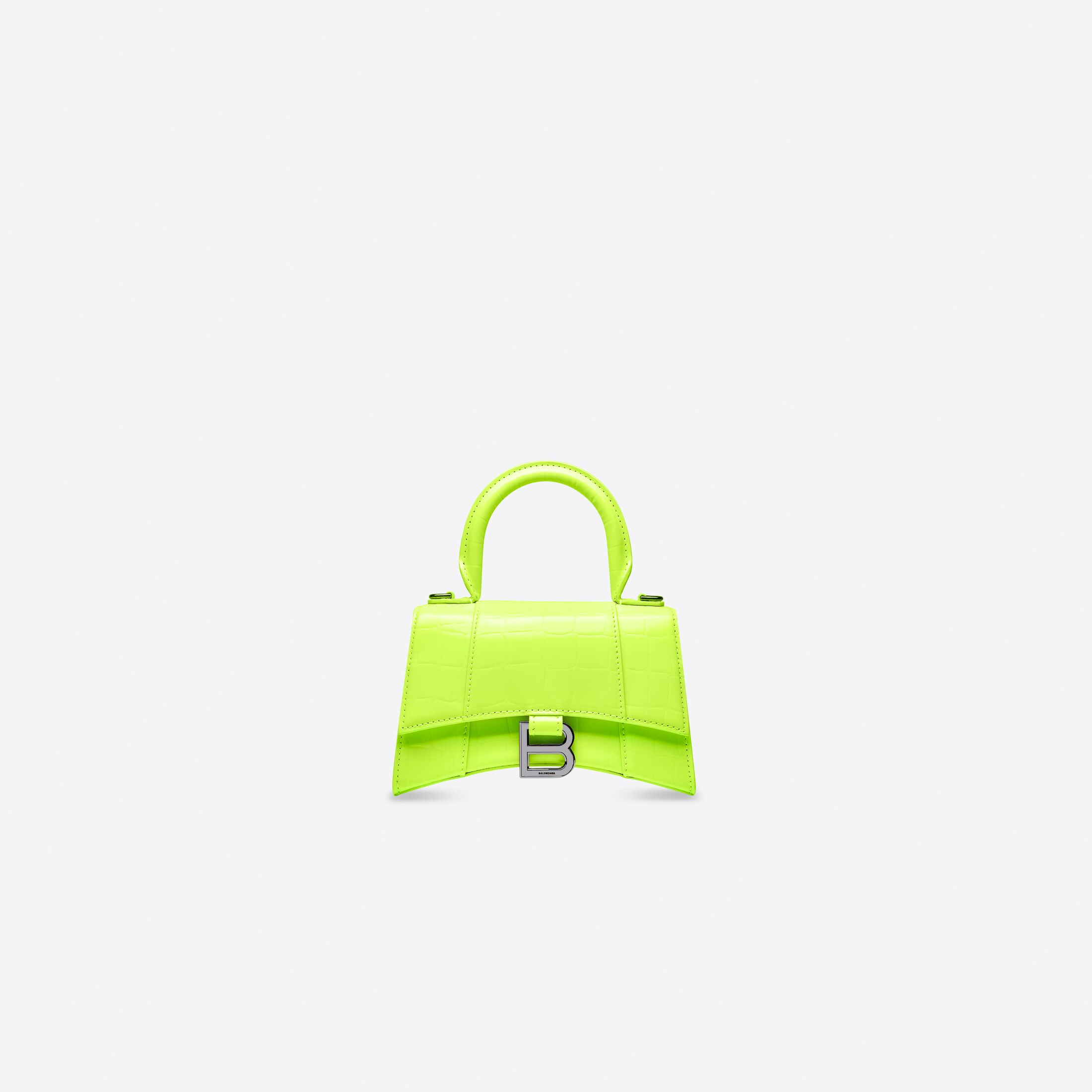 com 3. BALENCIAGA Hourglass Xs Handbag Crocodile Embossed In Fluo Yellow €1,890,