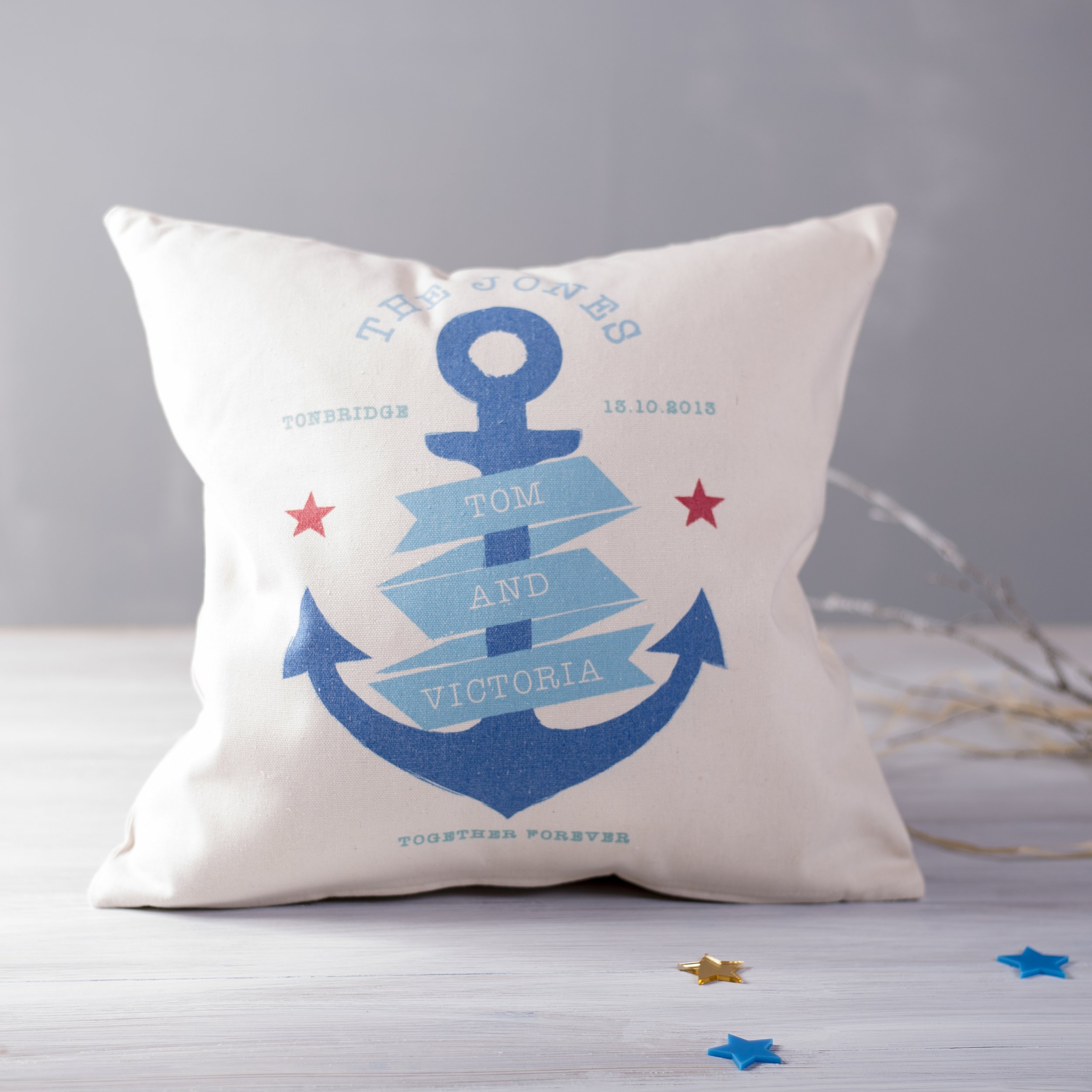 5.OAKDENE DESIGNS Personalised Nautical Couples Cushion €34.99