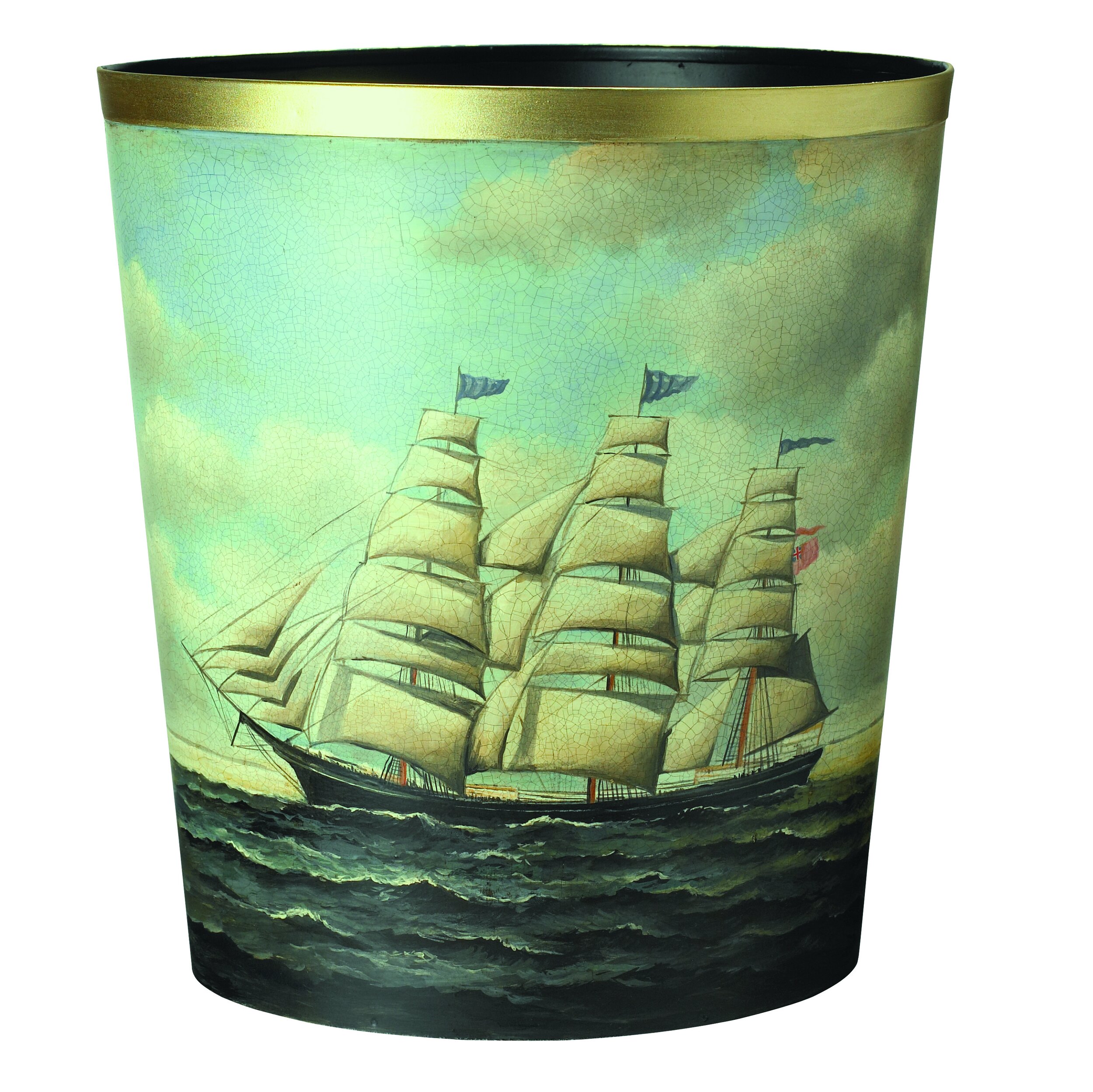 7.BESSELINK &amp; JONES Oval Waste Paper Bin, Hand Painted Original Design, Tea Clipper €550.49 