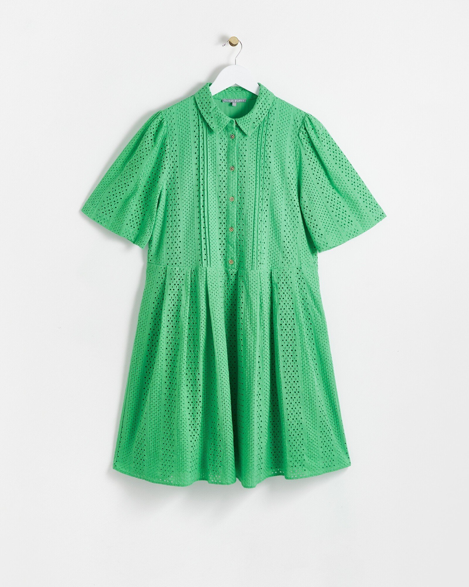 10.OLIVER BONAS Broderie Green Mini Shirt Dress €84, 