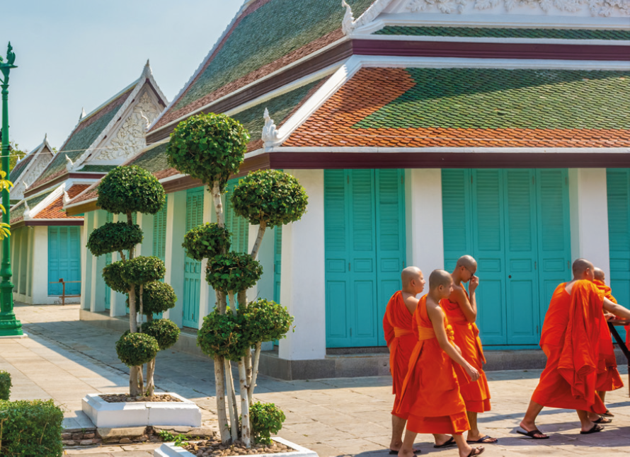 Monks In Wat Suthat Thepwararam Temple