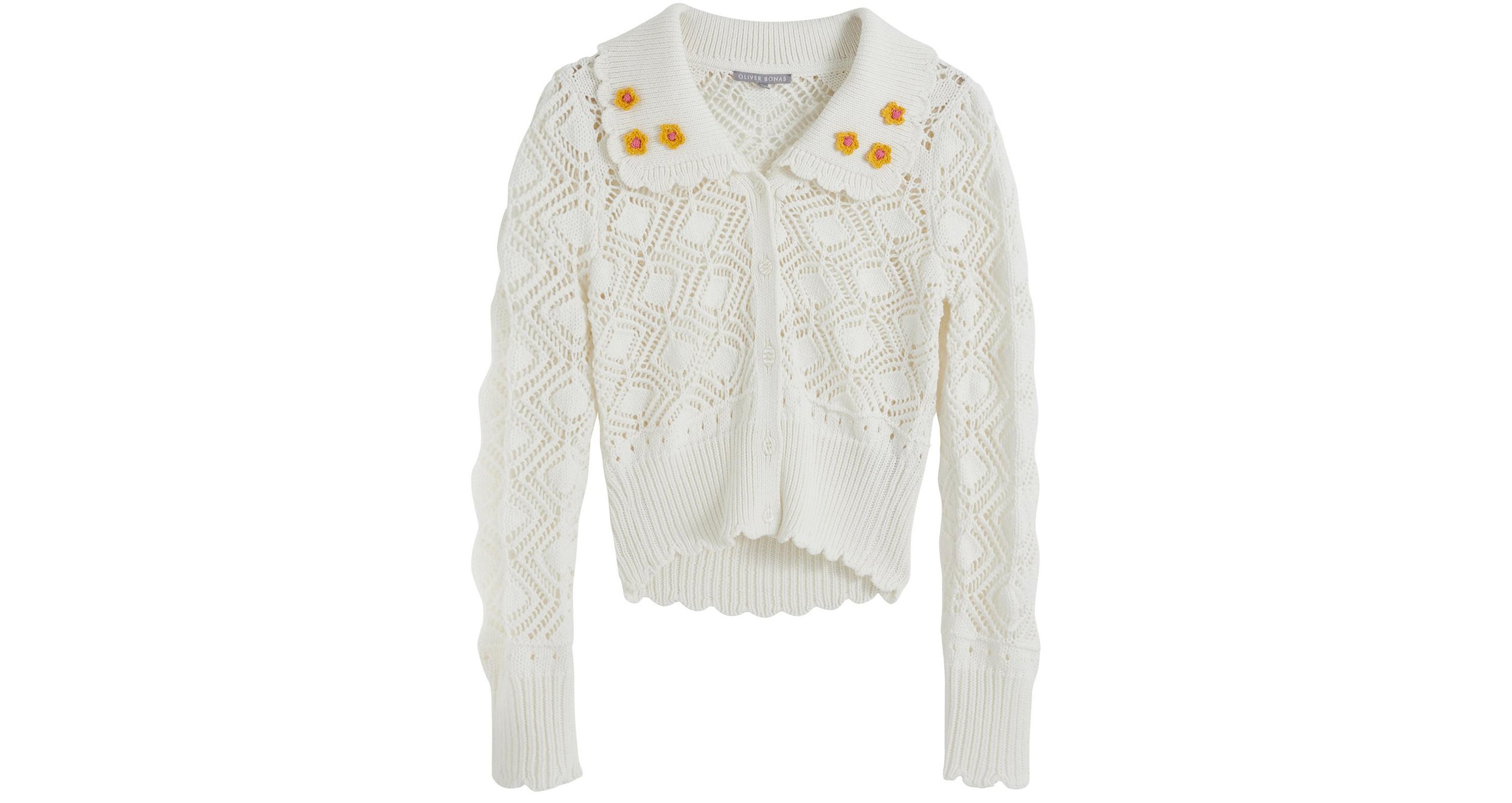 1 Oliver Bonas Floral Collar Button Ivory Knitted Cardigan €66, 