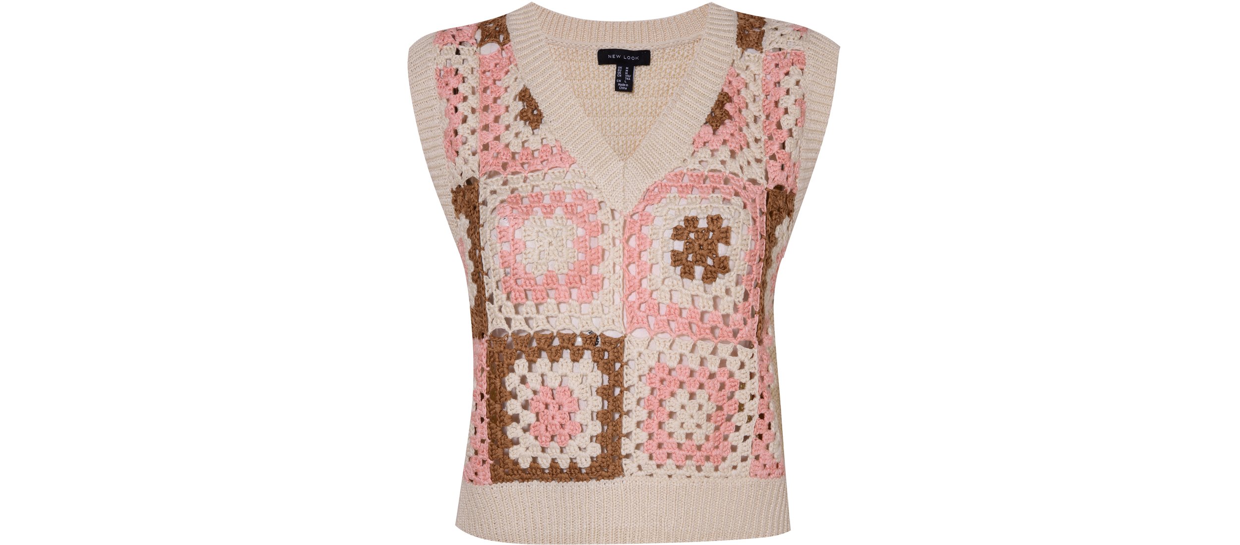 11 New Look Pink Crochet Sleeveless Vest €49.99,
