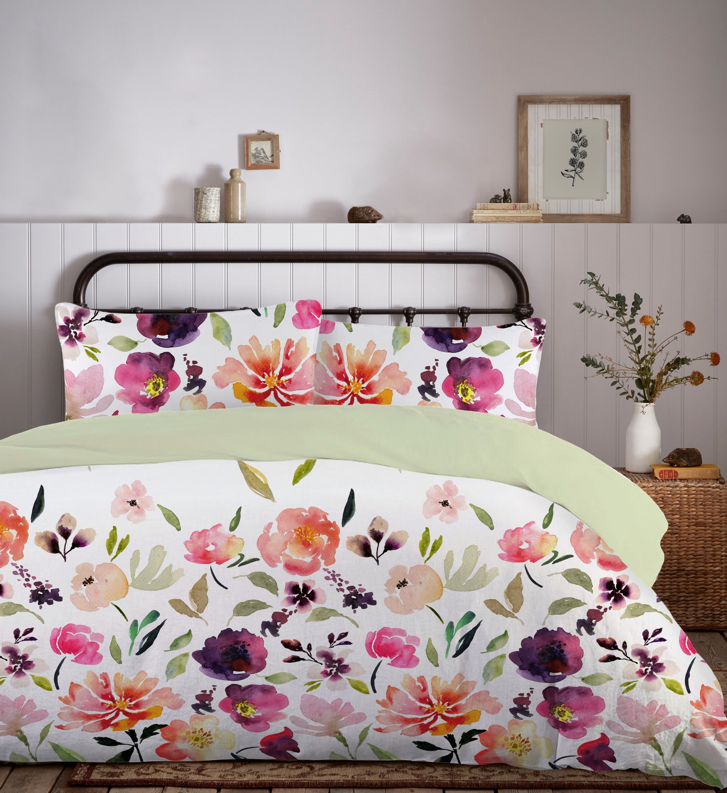 8. Cotton Rich Painted Floral Duvet Set from €29.23 (Single) to £64.31 (Super King),