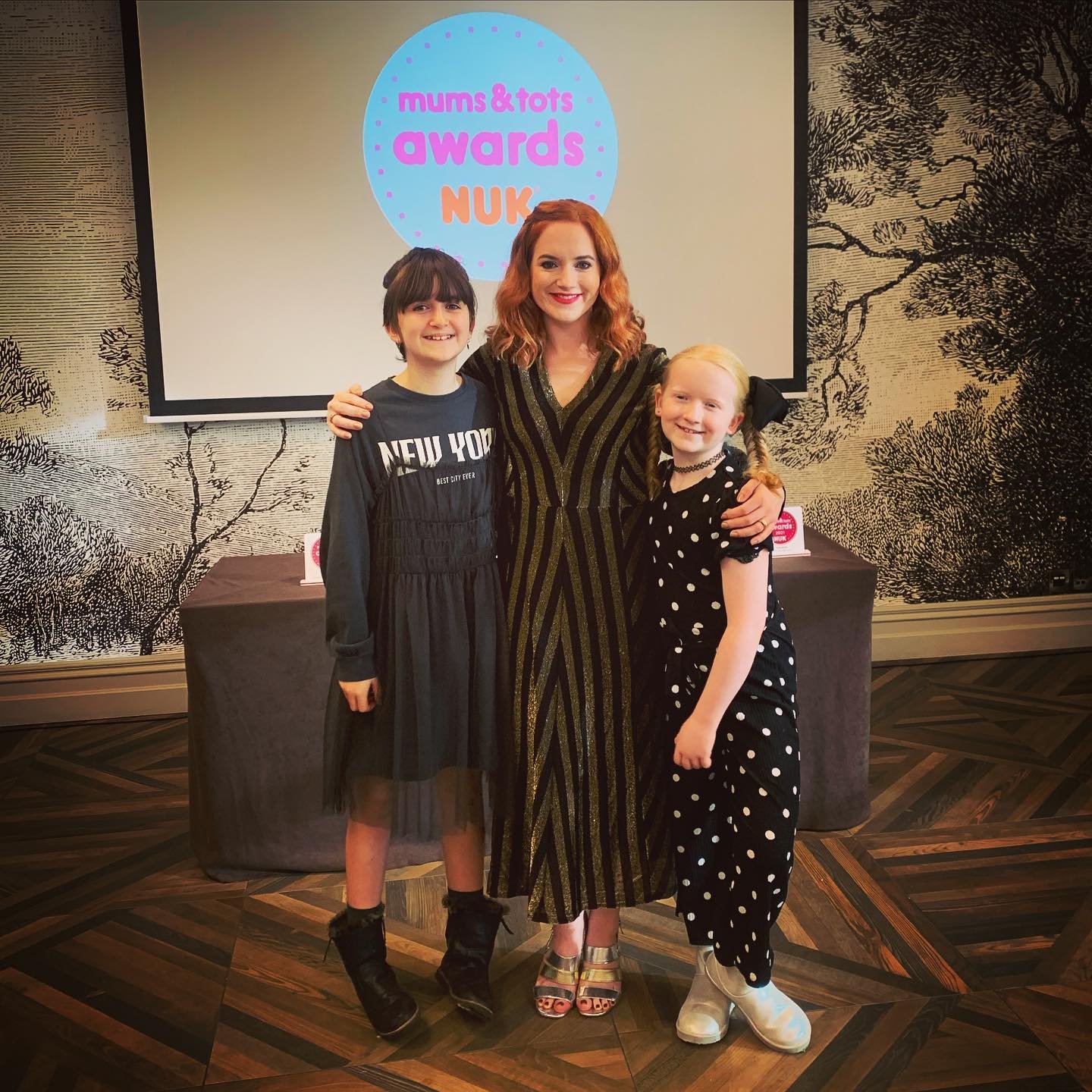Mums &amp; Tots Awards 2021. Robera with daughters Juliet and Robyn
