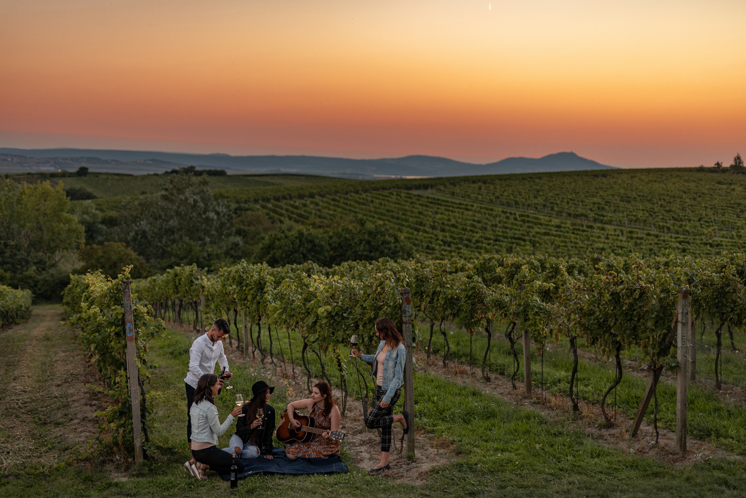 Villagers enjoy the fruits of their labours in the Moravia countryside;