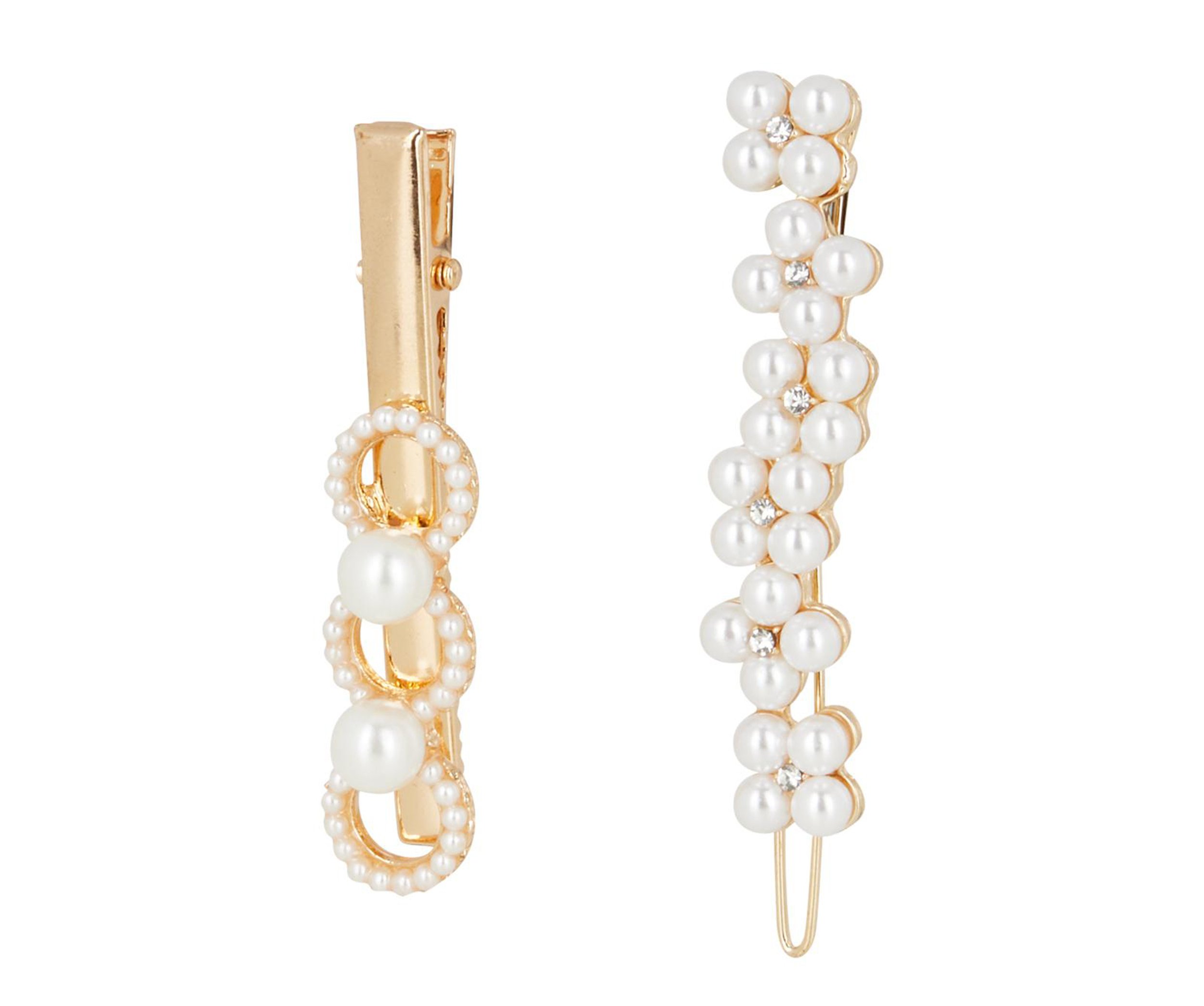 OLIVER BONAS Cybelle Mismatch Faux Pearl &amp; Gold Hair Clips Pack Of Two €18