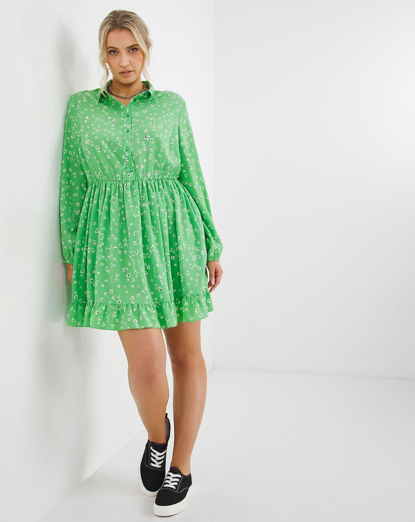 Simply Be Green Print Smock Dress With Pockets €40.50