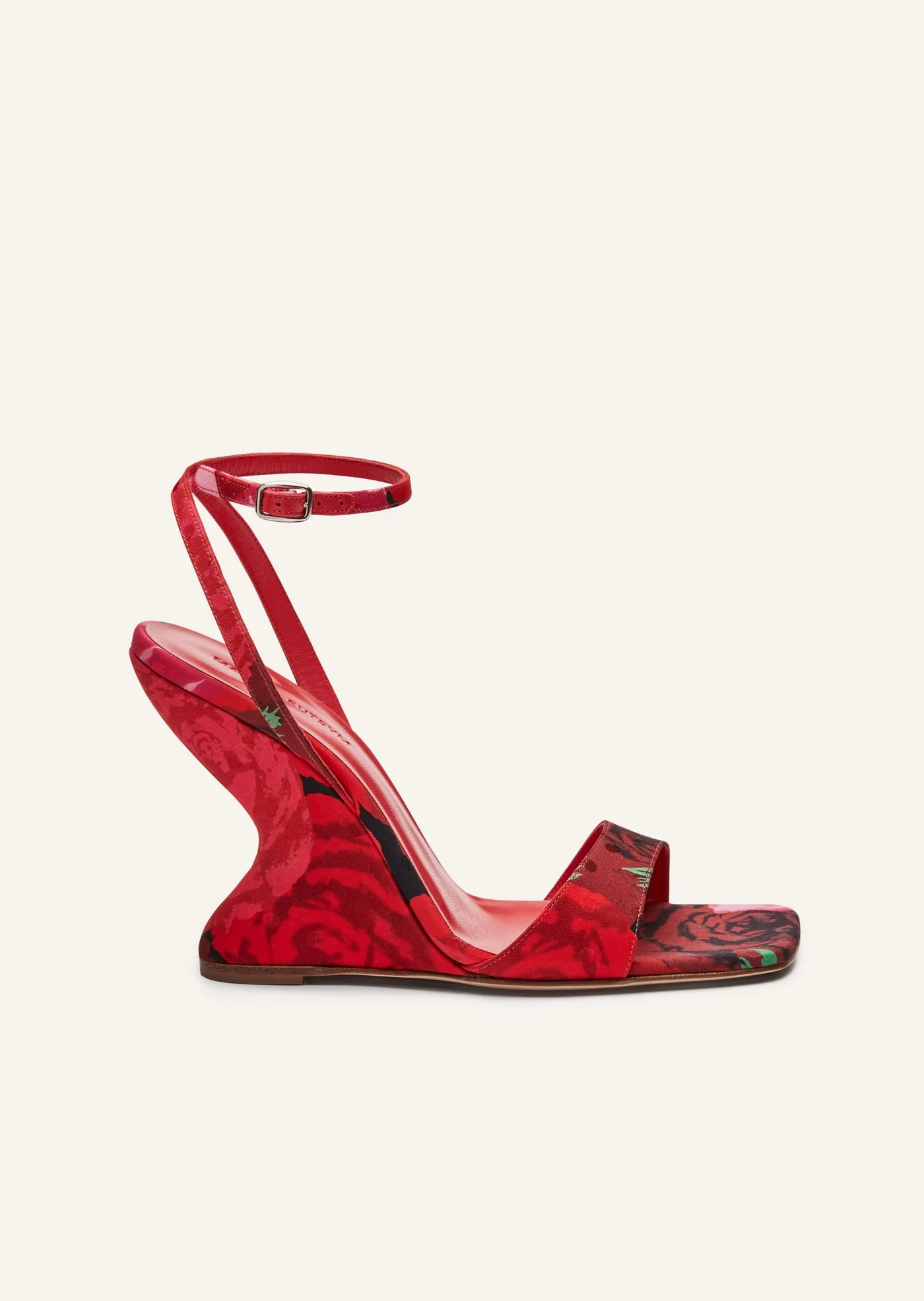 15.MAGDA BUTRYM Inverted Wedge Strappy Sandals In Red Roses Print€357, 