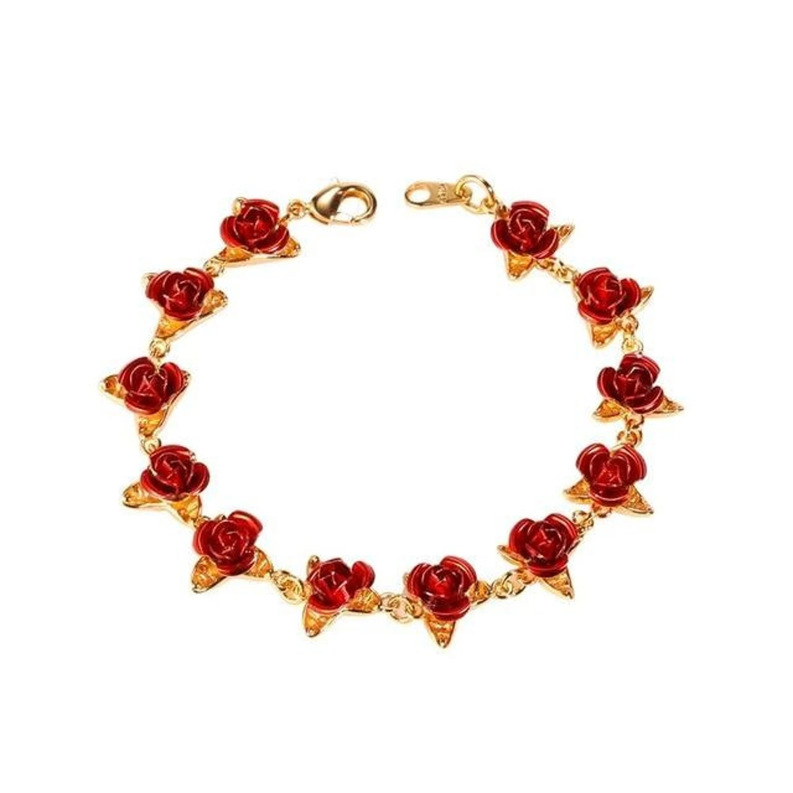 18.NESSACHY Red Rose Flowers Charm Bracelet €30.20, 