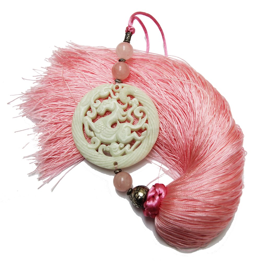 SHIMU Pink Silk Tassel with Jade Horse €46.23, 
