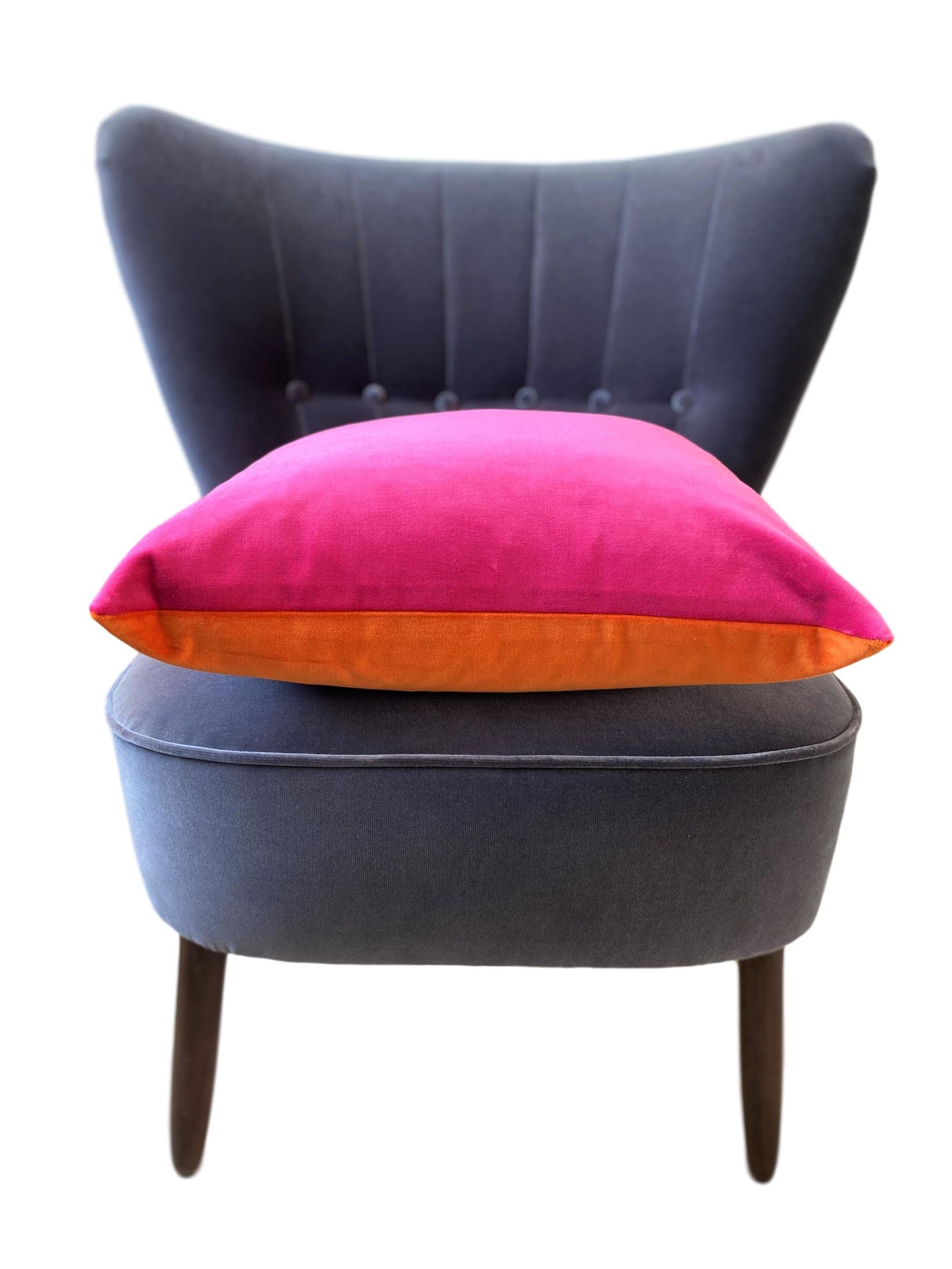 LUXE 39 Bright Pink Velvet Cushion with Burnt Orange €47.43, 