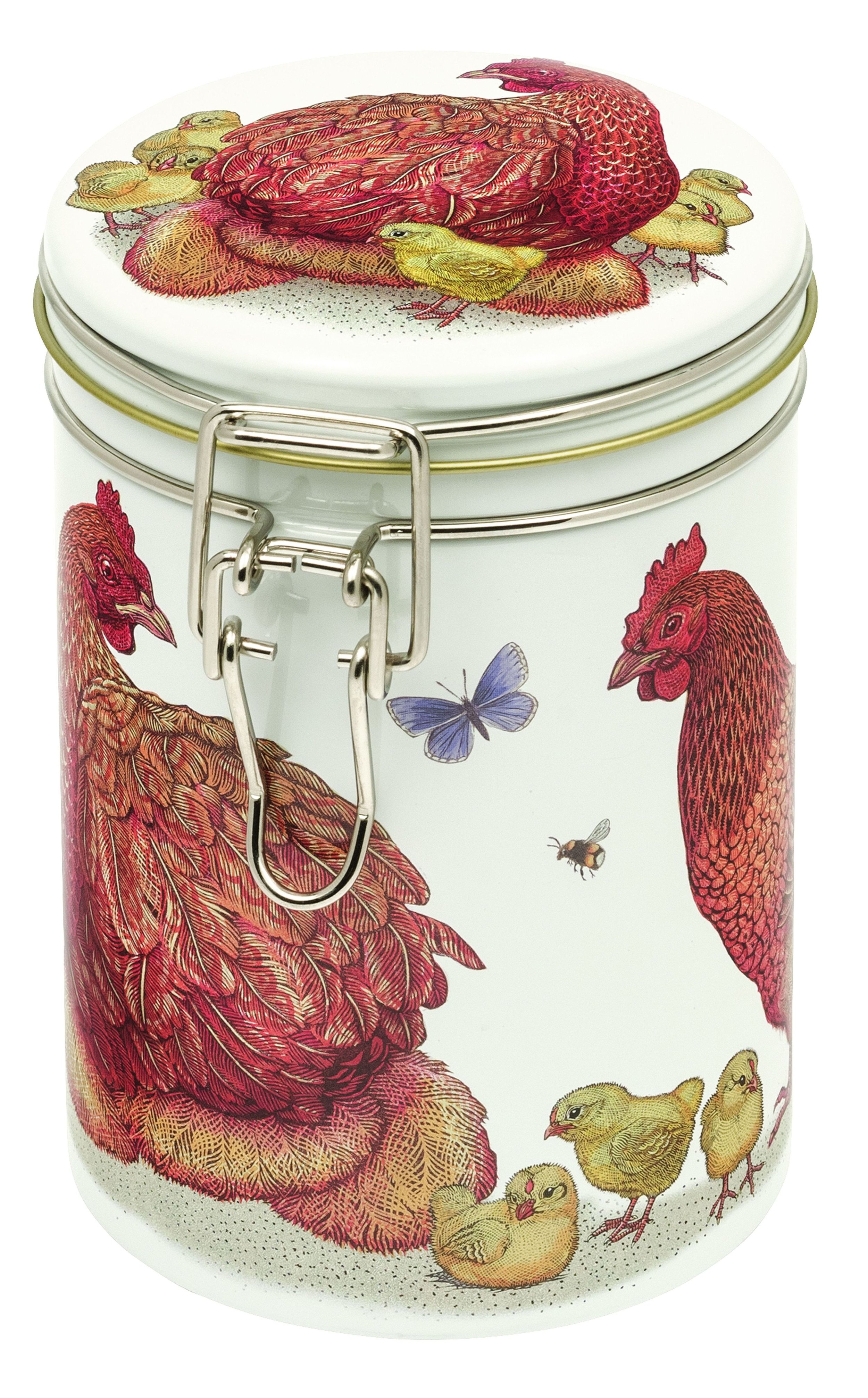17 ANNABEL JAMES Chickens Set of 3 Cake Tins €46.13; Chickens Caddy €11.49, 