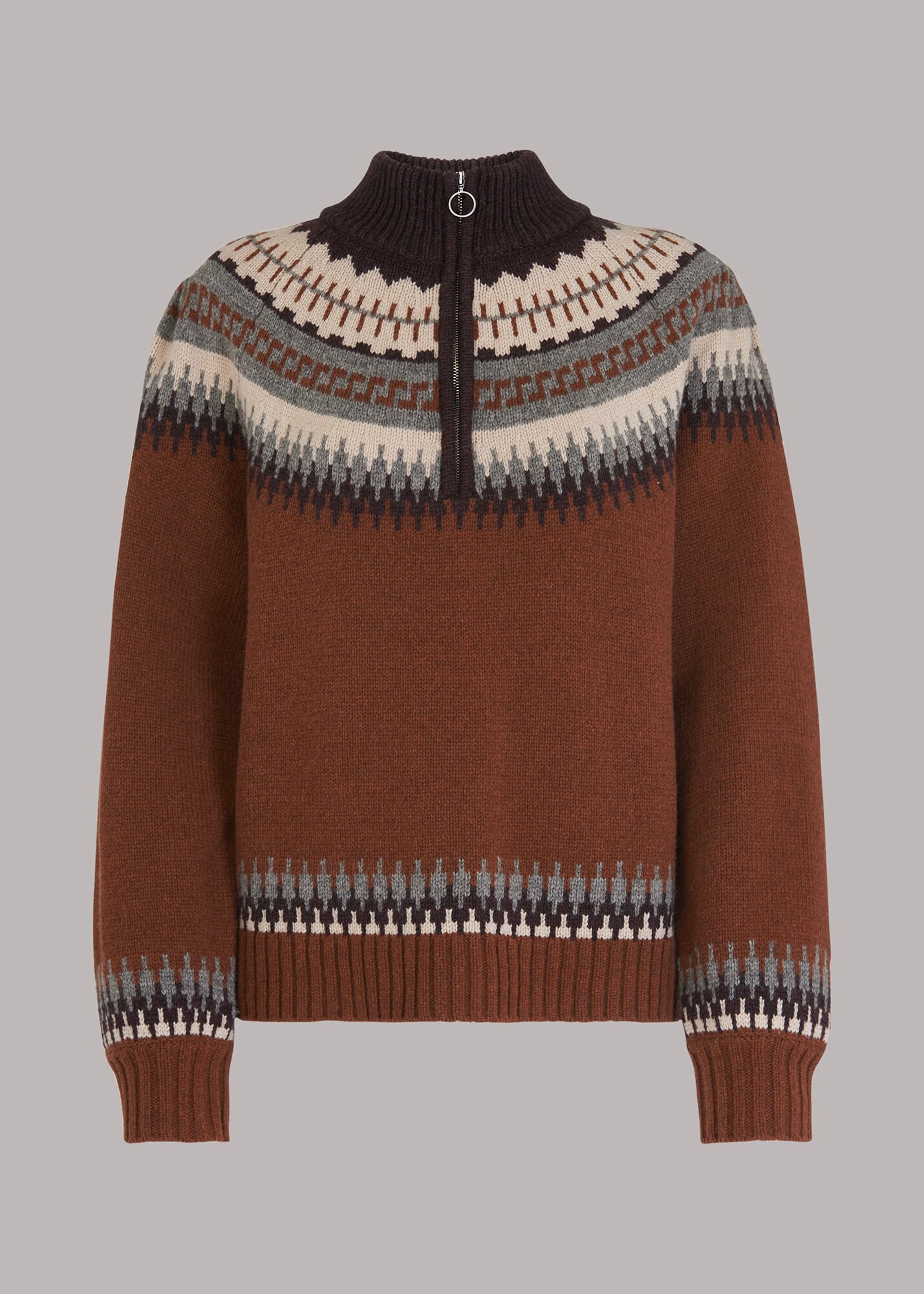 4 WHISTLES Fairisle Zip Sweater €109, 