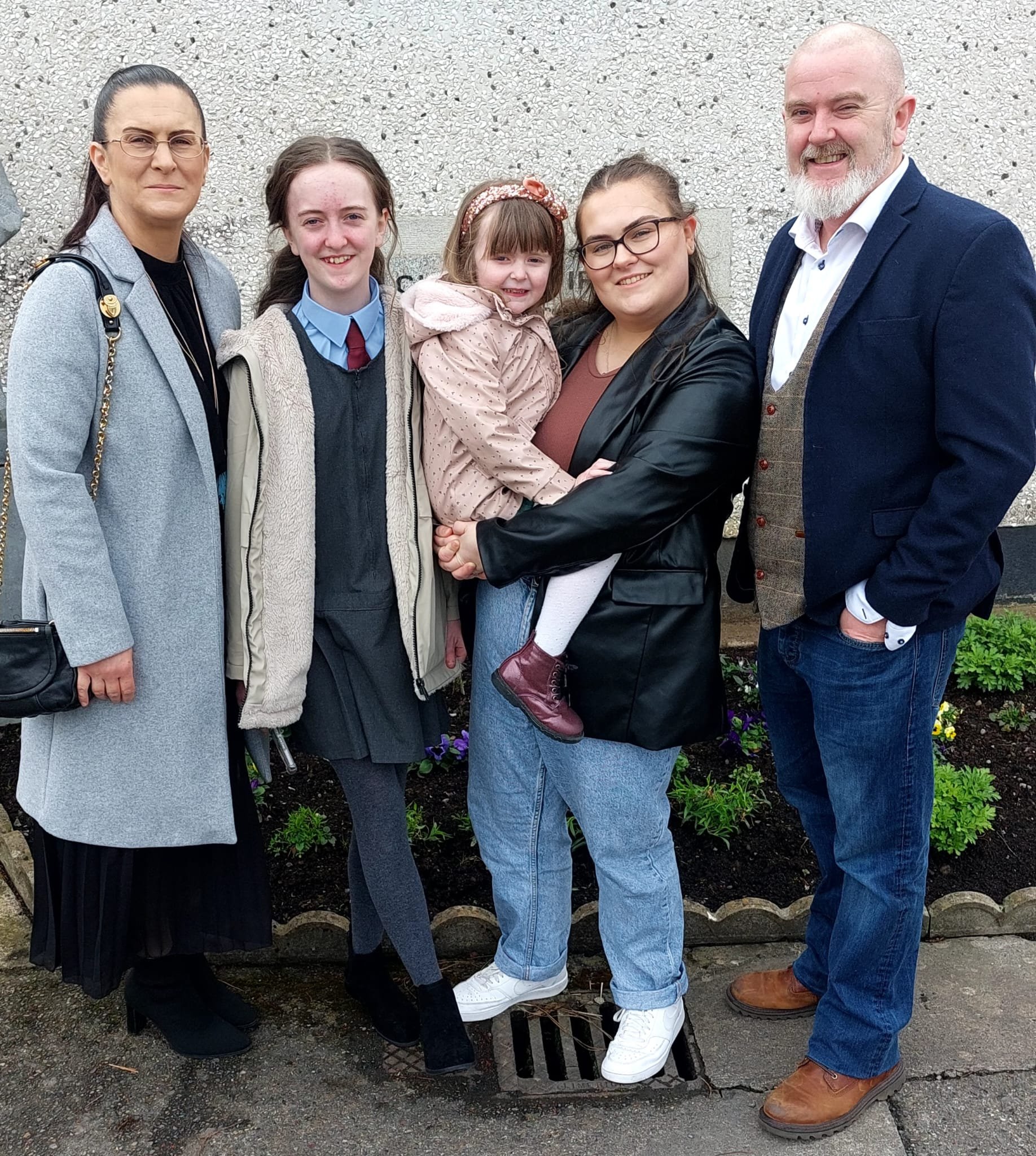Claire with daughters Ciara, Charley, Caoimhe and husband Bren