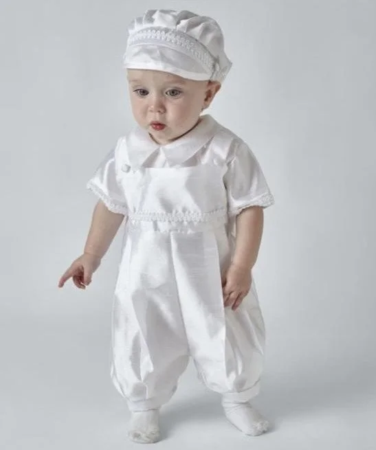 Sevva Collection- Ben White Satin Dungaree romper with Cap