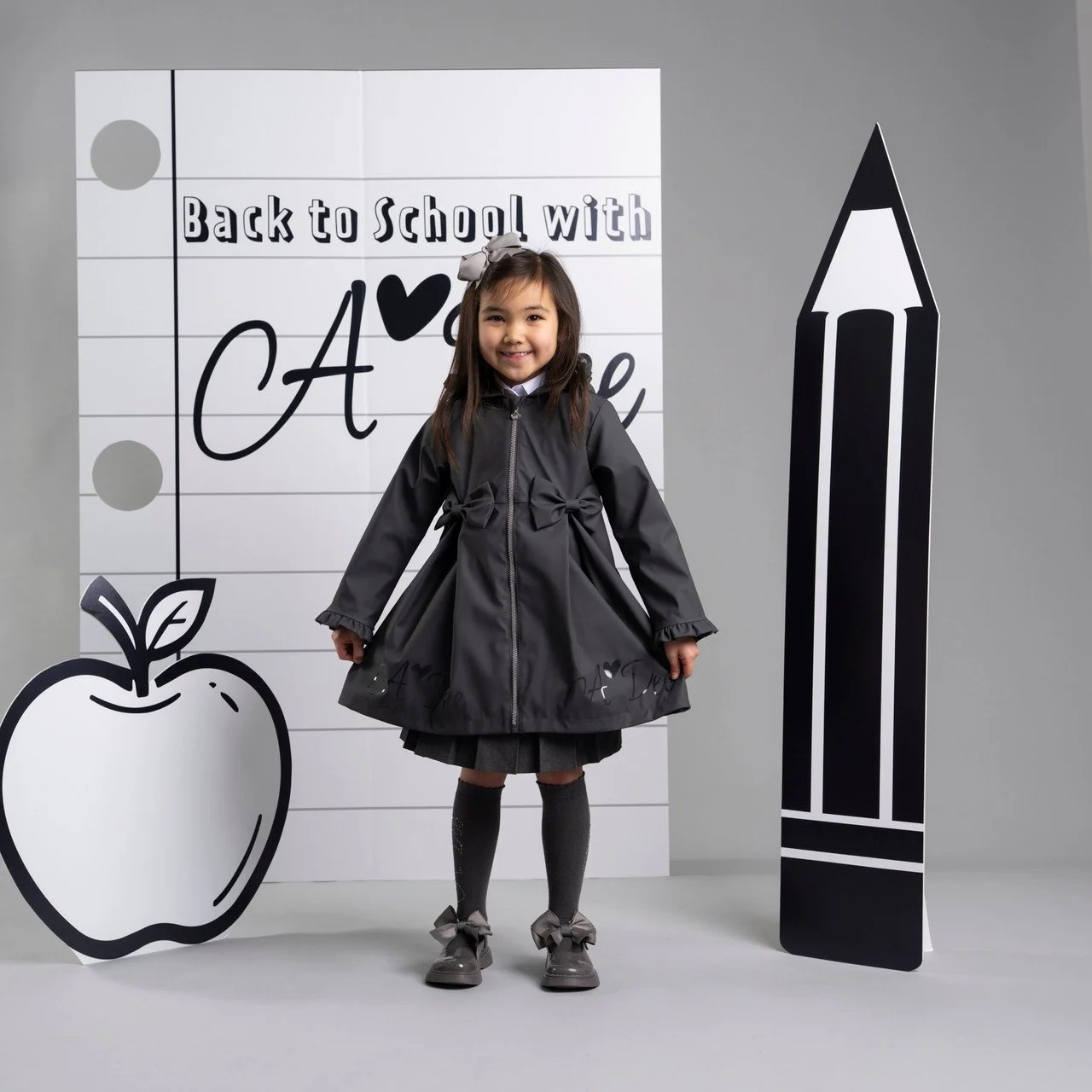 Adee- Nova Grey hooded Raincoat