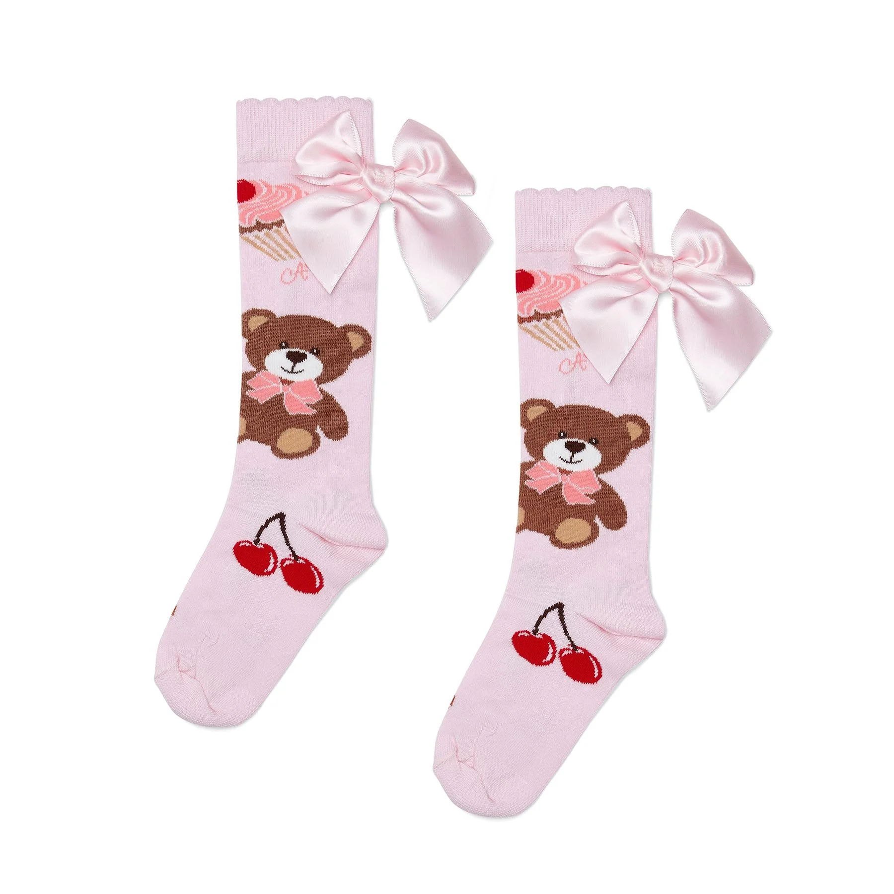 Adee- Leah heart print bow knee high socks