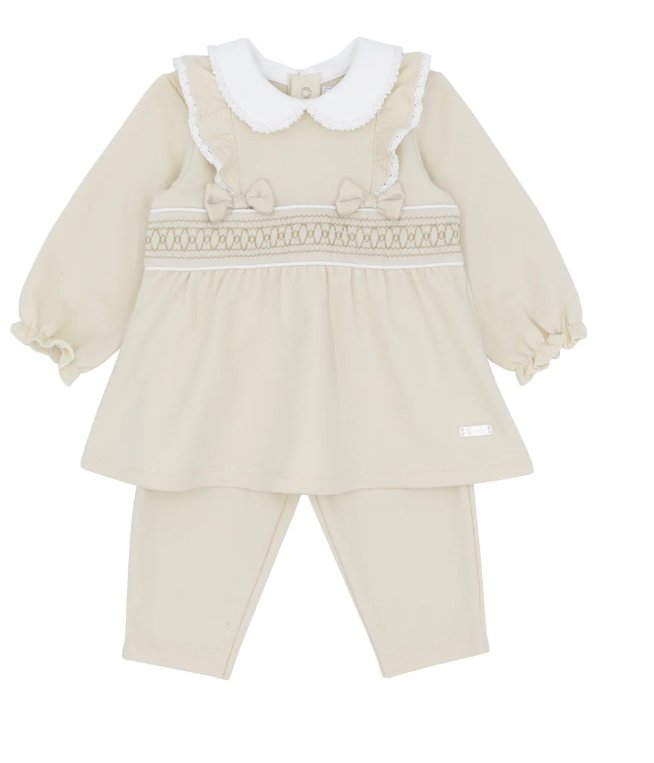 Amore- Beige Smocked Tunic & Legging set