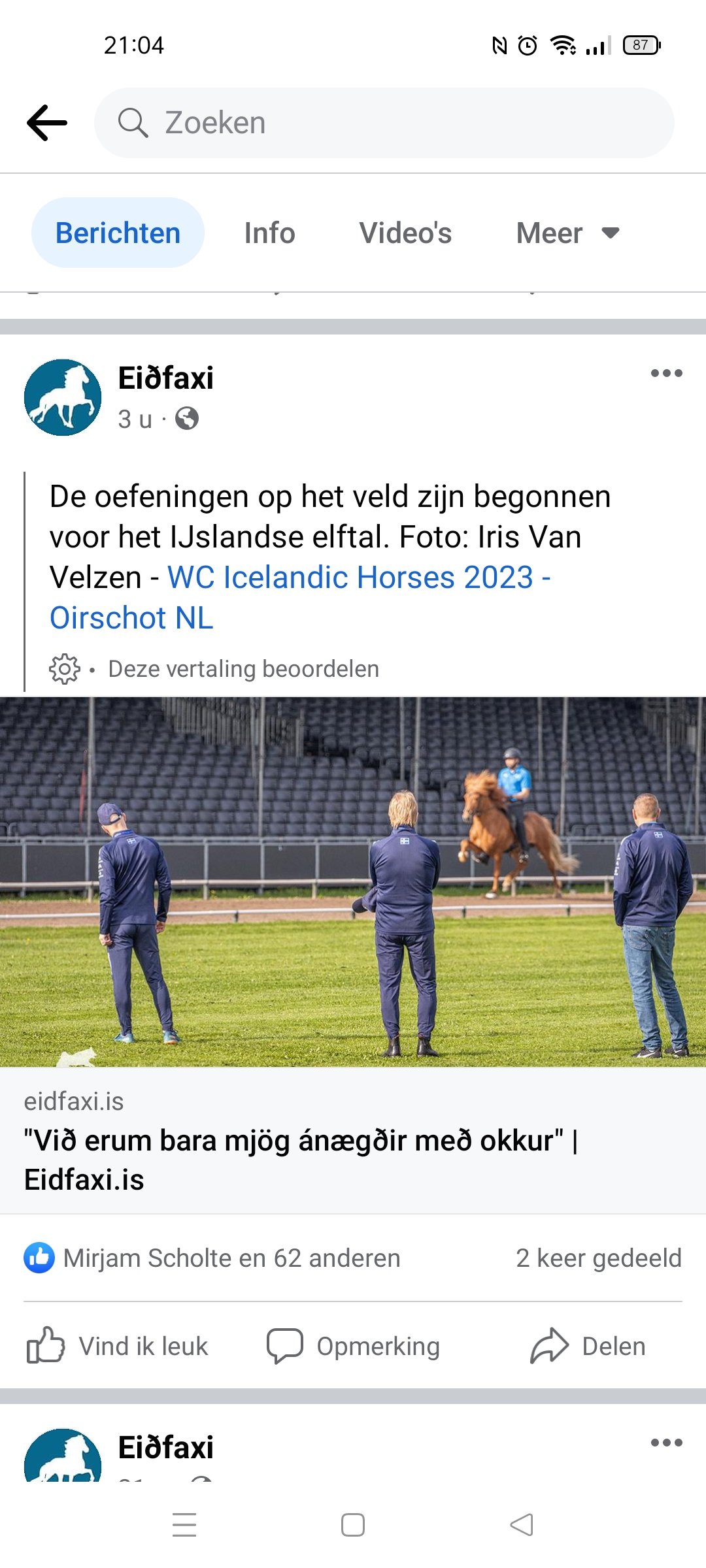 Eiðfaxi Publicatie Facebook training Icelandic team WC Icelandic Horses 2023 Oirschot,NL