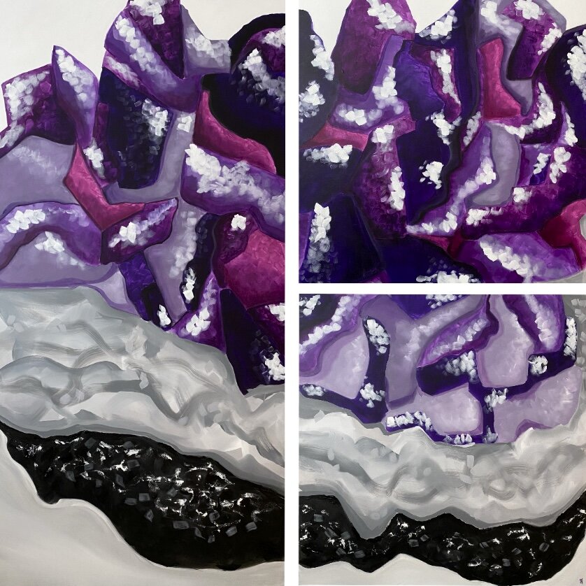 Abstract Amethyst Triptych