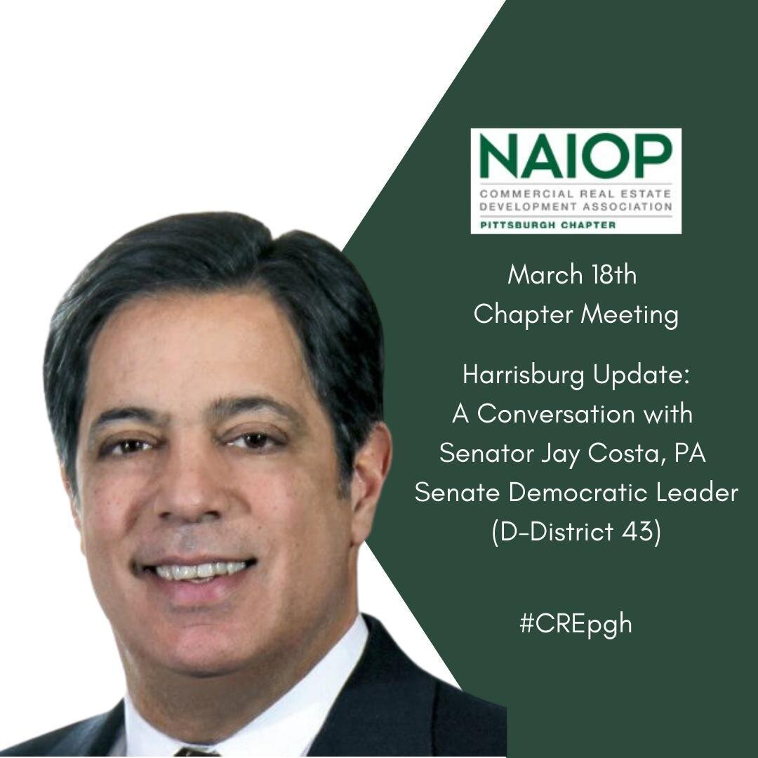 Join us this week for our March 18th Chapter Meeting as we hear a Harrisburg Update: A Conversation with Senator Jay Costa, PA Senate Democratic Leader (D-District 43) Register: https://bit.ly/3b5k5k5 (link in profile)
#CREpgh