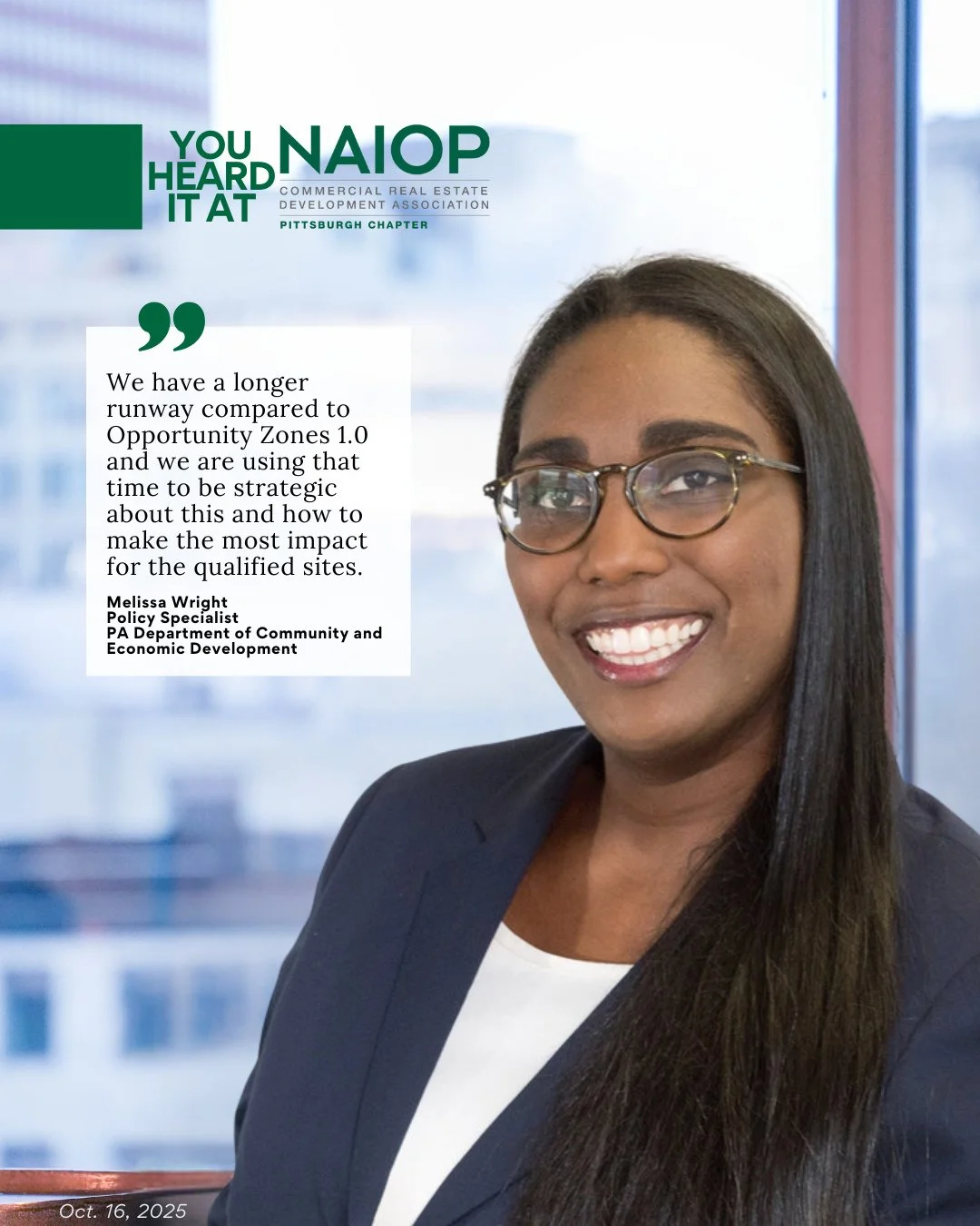 We are still reflecting on our October Chapter Breakfast, where 𝘠𝘰𝘶 𝘏𝘦𝘢𝘳𝘥 𝘐𝘵 𝘈𝘵 𝘕𝘈𝘐𝘖𝘗 from our panelist Melissa Wright, Policy Specialist for PA DCED.
Ms. Wright shared that “We have a longer runway compared to Opportunity Zo