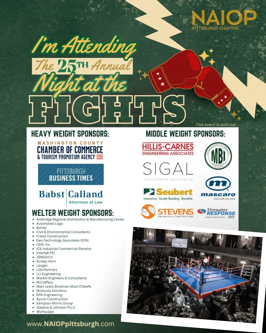We are just two weeks away from our 25th Annual Night At The Fights 🥊⁠
This SOLD OUT event would not be possible without our generous sponsors, including: ⁠
 🥊 🥊🥊 Heavy Weight Sponsors: Washington County Chamber of Commerce &amp; Tourism Promotio
