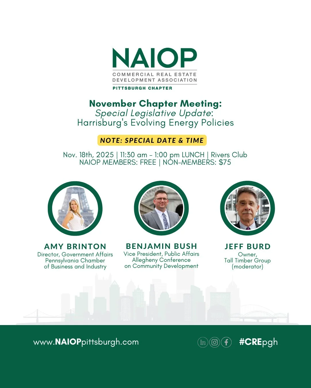 Don't miss out on our November Chapter Meeting ‼️ NEW DATE &amp; TIME 📢 Lunch on November 18th from 11:30am - 1:00pm featuring a Special Legislative Update &lsquo;Harrisburg's Evolving Energy Policies.&rsquo;⁠
⁠
Register via the link in our profile.