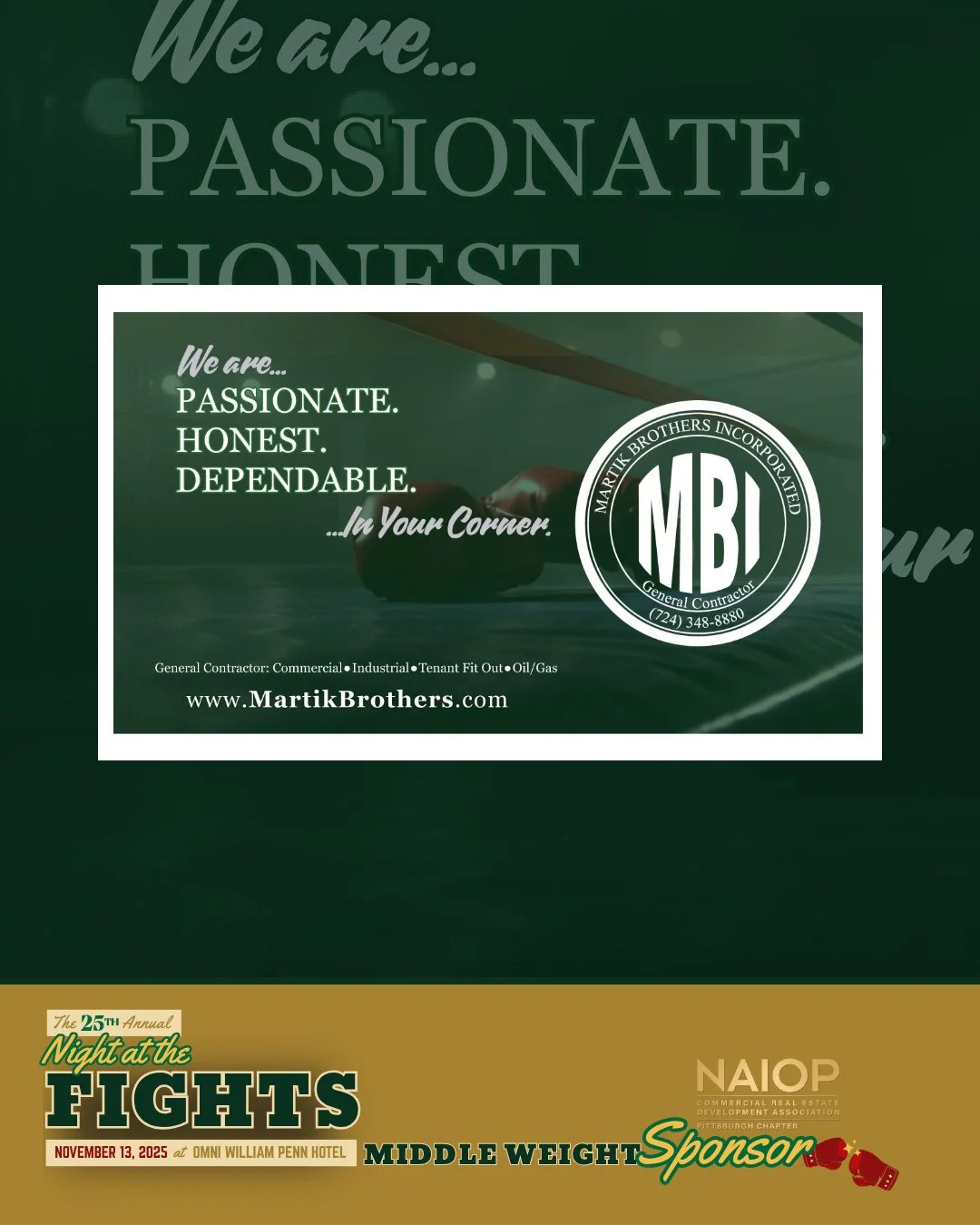 We are thankful to have Martik Brothers on as a Middleweight Sponsor of this year's Night At The Fights. Learn more about MBI at ⁠
⁠
#CREpgh⁠
