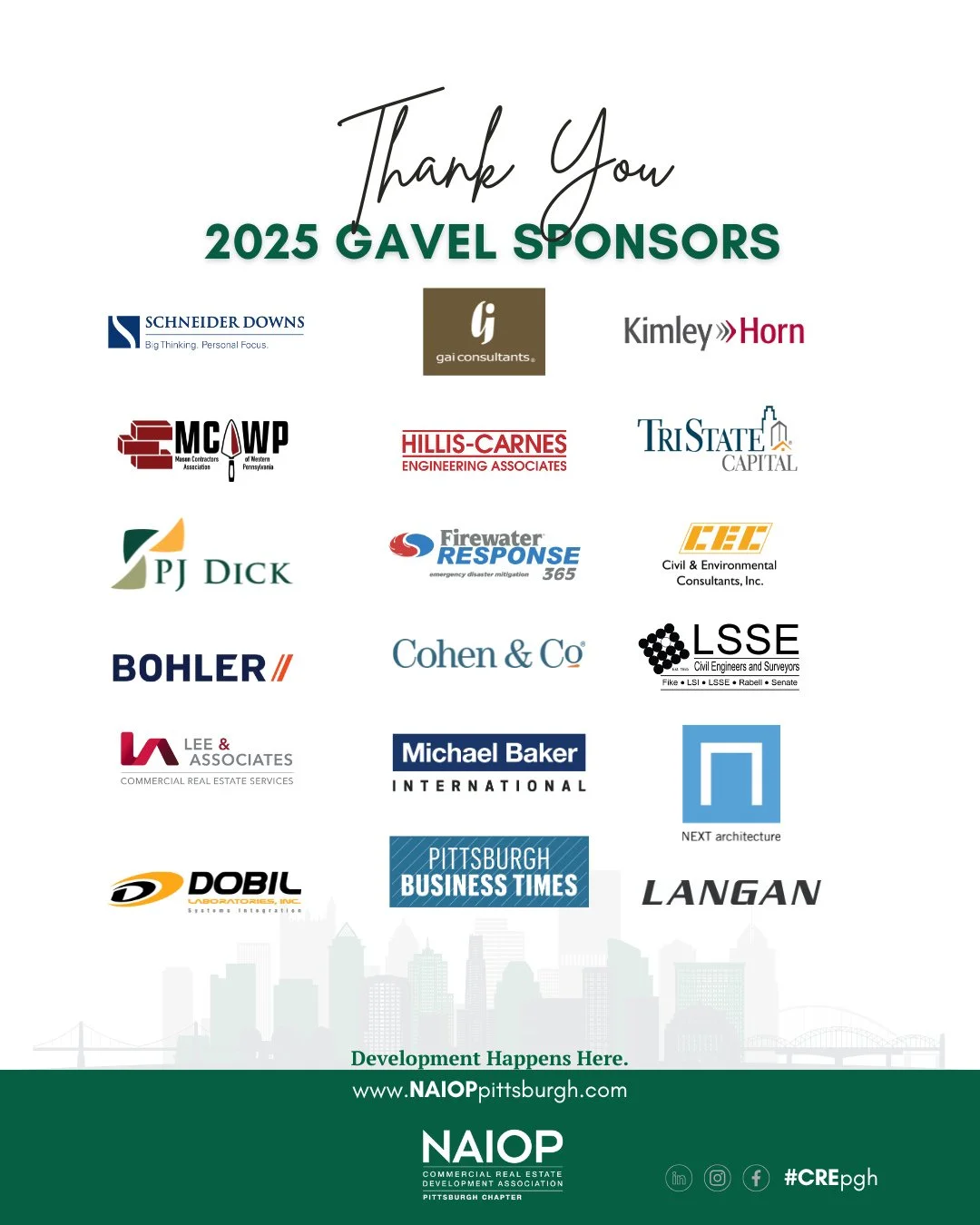 As 2025 comes to a close, we want to give one last shout-out to our 2025 Gavel Sponsors who made our 2025 Chapter Meetings possible - bringing together top-notch panels and speakers, covering key topics of importance to the Commercial Real Estate com