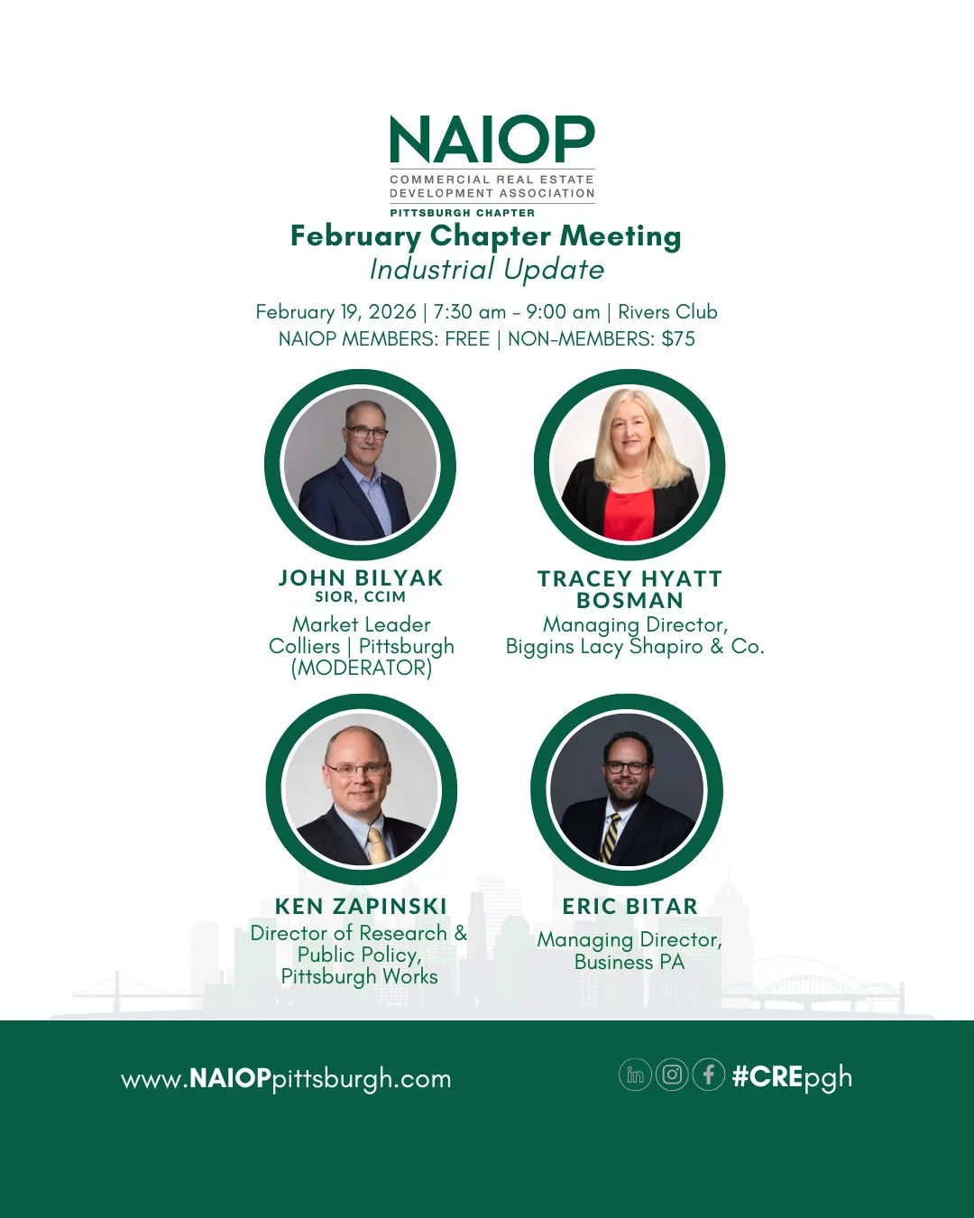 Join us for our February 19th Chapter Breakfast: 𝗜𝗻𝗱𝘂𝘀𝘁𝗿𝗶𝗮𝗹 𝗨𝗽𝗱𝗮𝘁𝗲, featuring John Bilyak, Ken Zapinski, Eric Bitar &amp; Tracey Hyatt Bosman.⁠
⁠
🎟️ link in bio to register. ⁠
⁠
Southwestern Pennsylvania isn&rsquo;t a big-box distrib