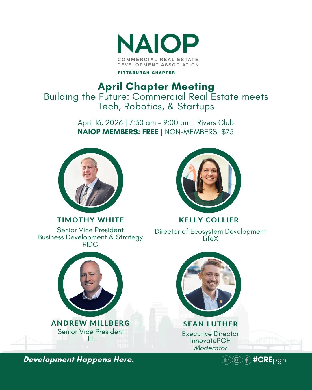 Our April 16th Chapter Breakfast just added it's final panelist, Kelly Collier, Director of Ecosystem Development, LifeX, and it's almost sold out! ⁠
Register today for April 16th event "Building the Future: Commercial Real Estate meets Tech, Ro