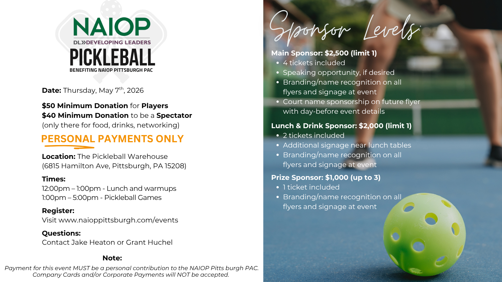 NAIOP DL Pickleball: Benefiting the NAIOP Pittsburgh PAC