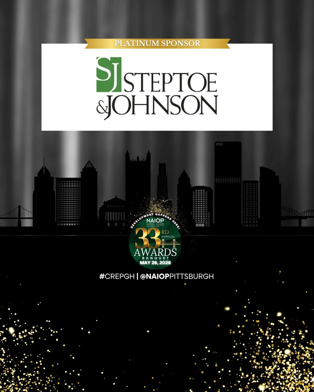 Thank you, Steptoe &amp; Johnson PLLC, for being a Platinum Sponsor for this evening's 33rd Annual Awards Banquet, which honors the strong contributions to the Pittsburgh commercial real estate market.⁠
⁠
#CREpgh⁠