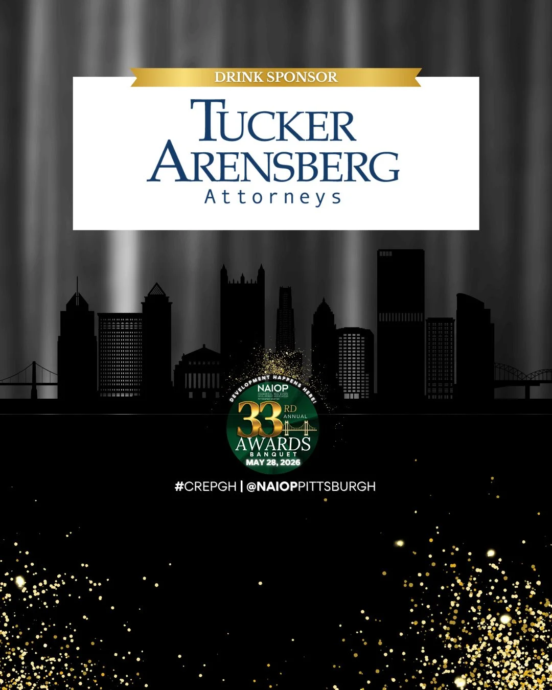 Thank you, Tucker Arensberg Attorneys, for being the Drink Sponsor for this evening's 33rd Annual Awards Banquet. If you are attending the event, be sure to thank our friends from Tucker Arensberg ⁠🥂⁠
⁠
www.tuckerlaw.com⁠
⁠
#CREpgh
