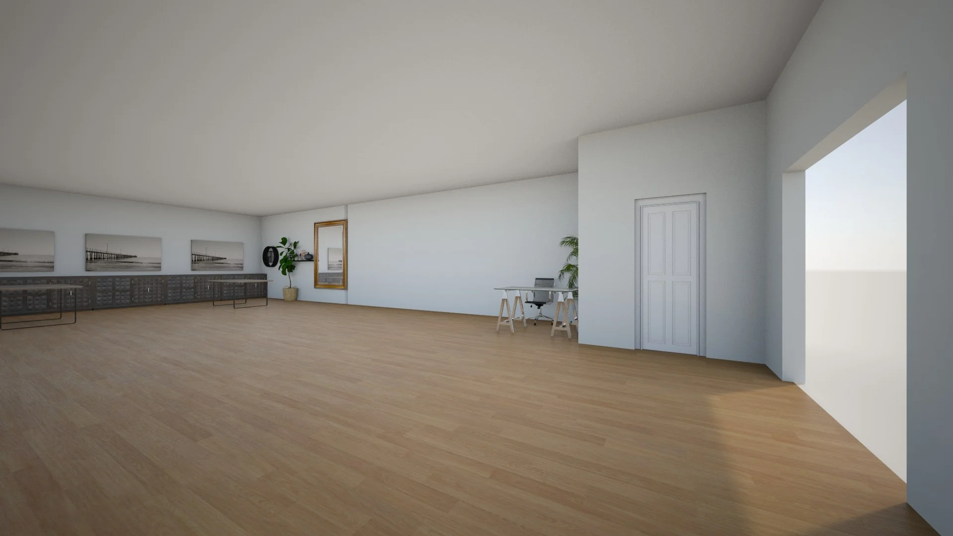 The studio space we are designing. Will work for dance, fitness, yoga, spa, art, music, and continuing education. Help us raise enough funds to open our doors this Fall!