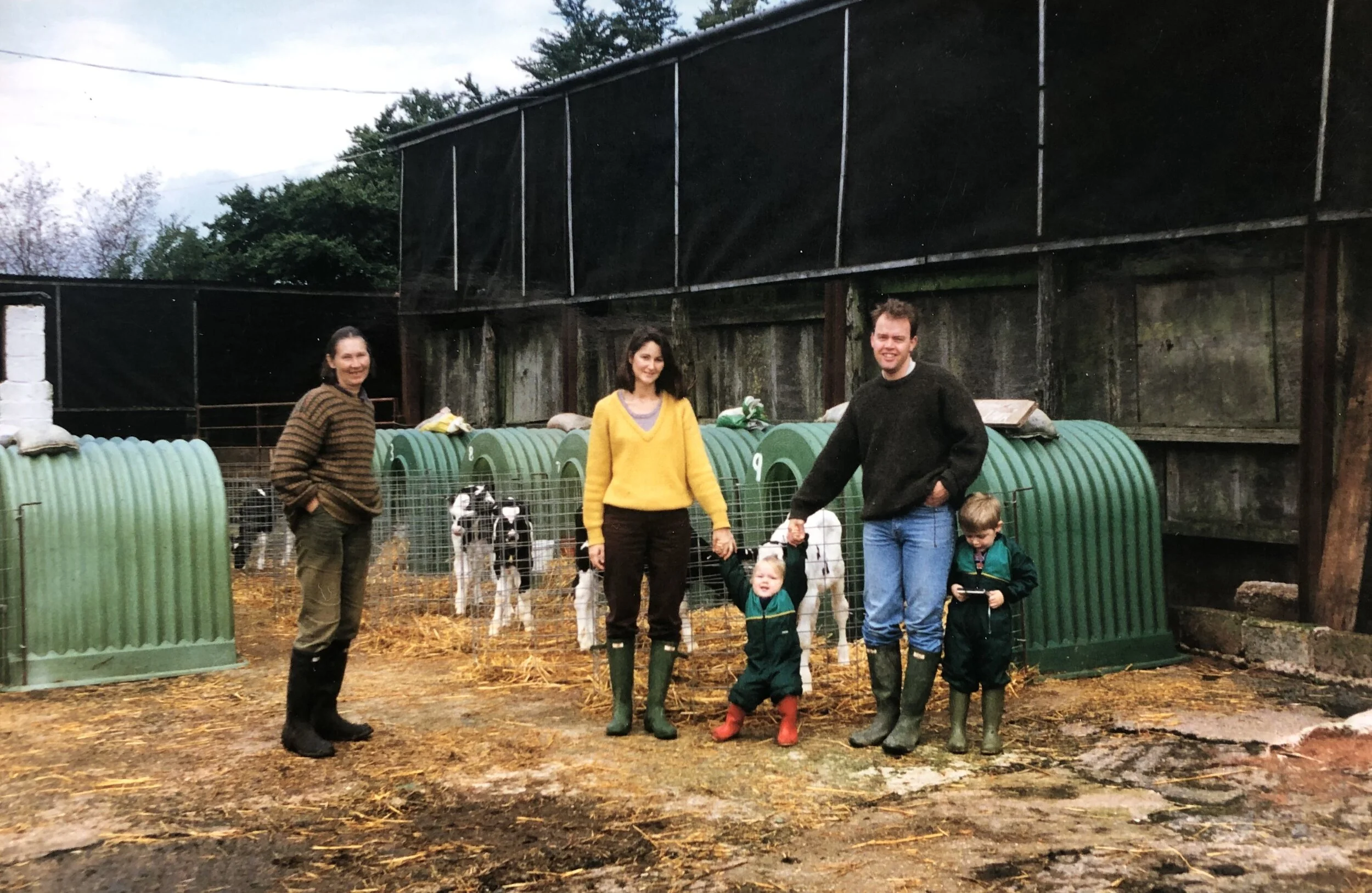 The family together on Willicroft Farm in the 90s