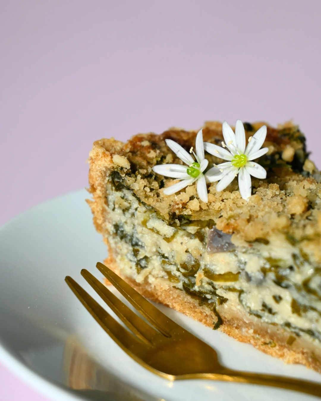 Wild Garlic Quiche made with Original Better, Young Dutch, Italian Aged