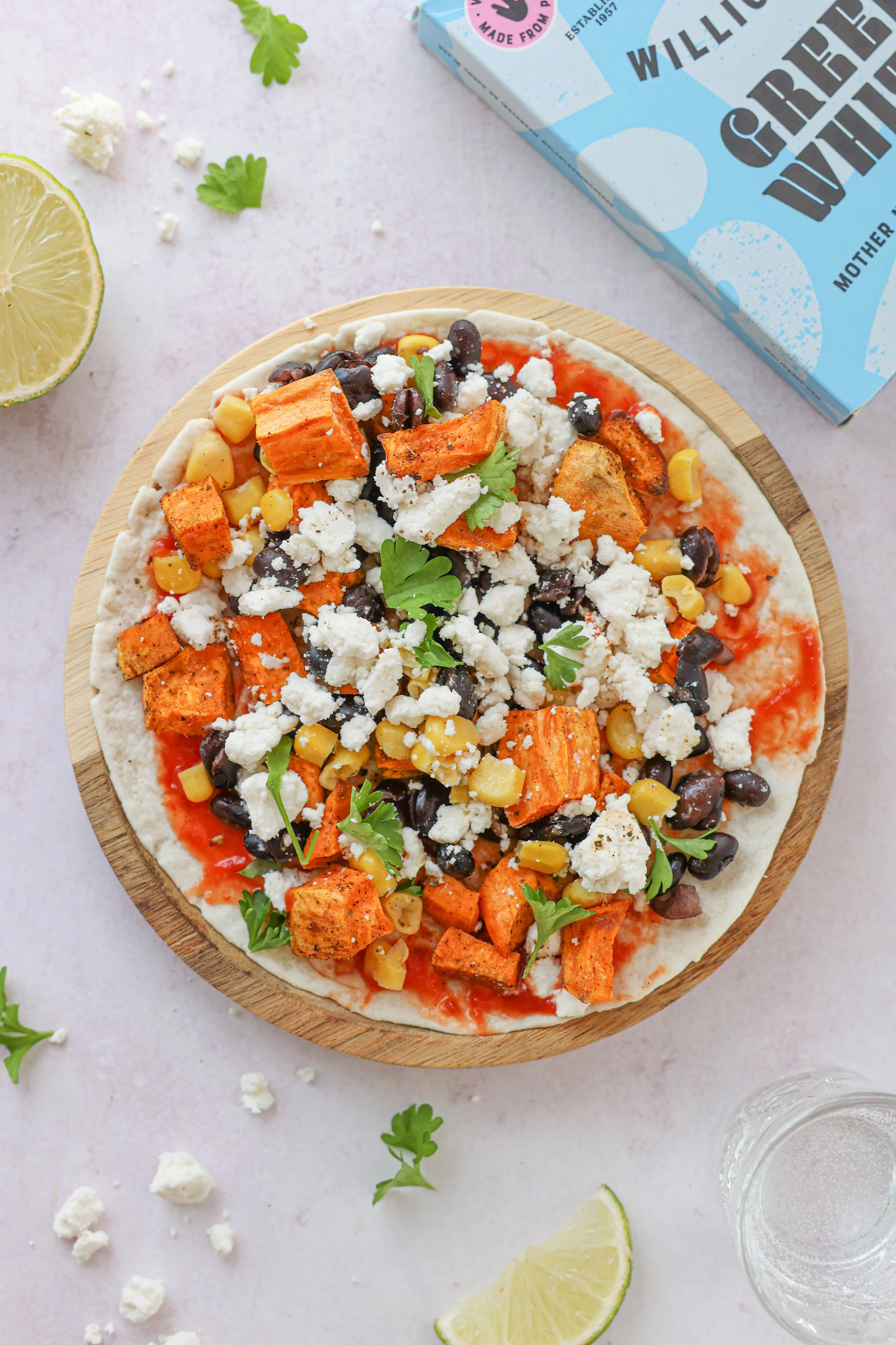 Sweet Potato and Black Beans Tacos with Greek White