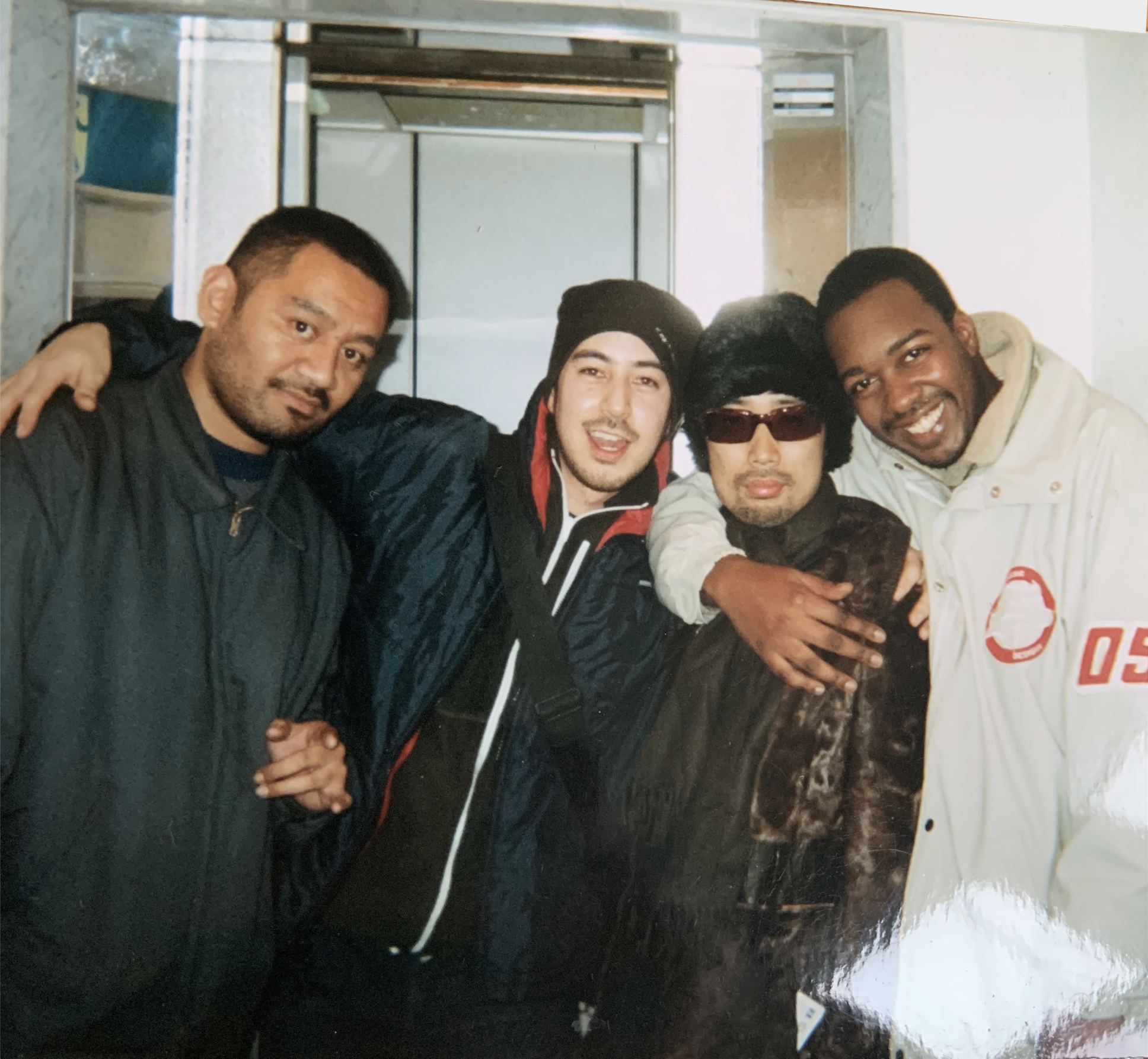 With DJ/producer Shuya Okino and my bandmates Kaidi Tatham, Manuel Bundy on the Six Degrees launch tour in Shibuya (2000). 